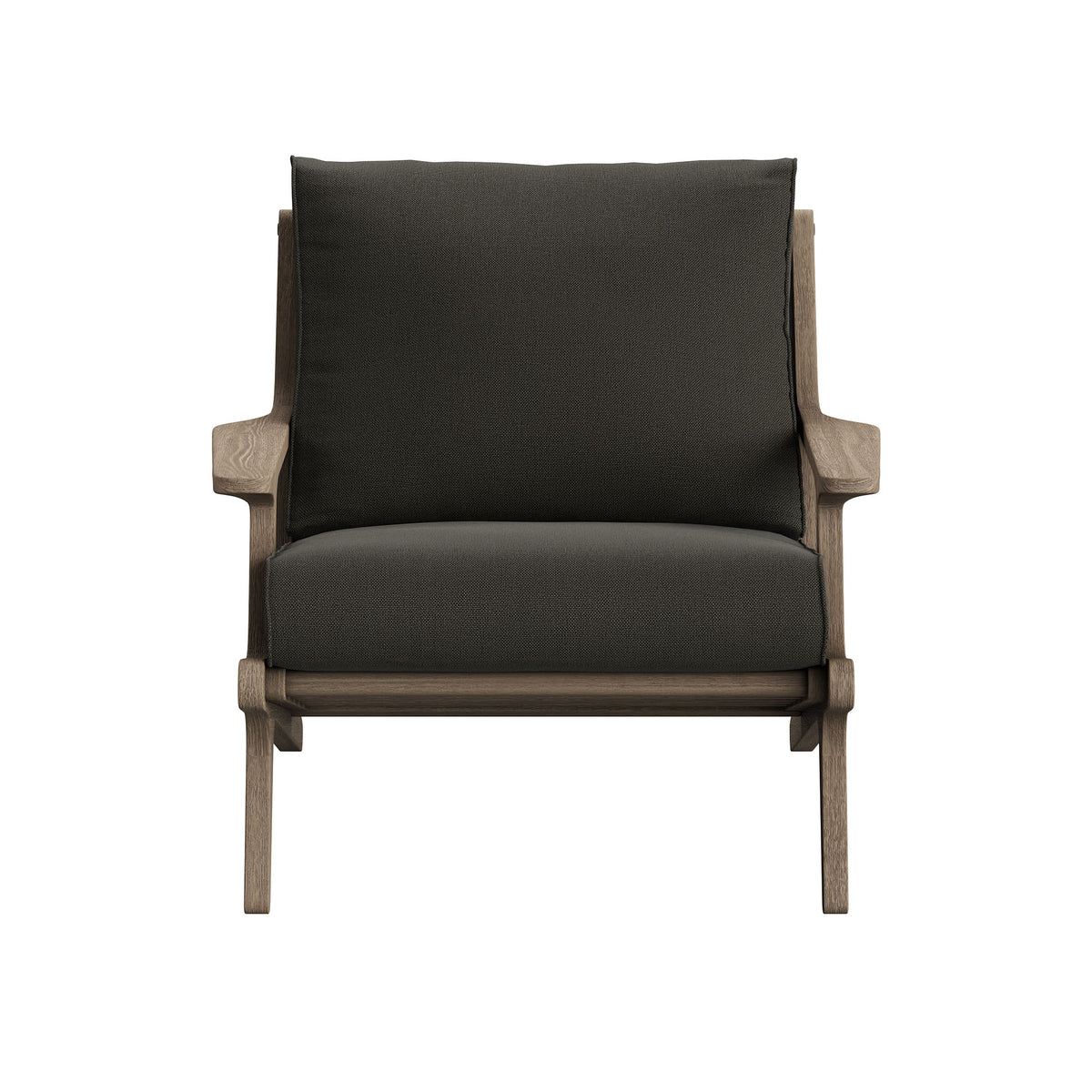 Saratoga Outdoor Patio Teak Wood Armchair, Flint Gray