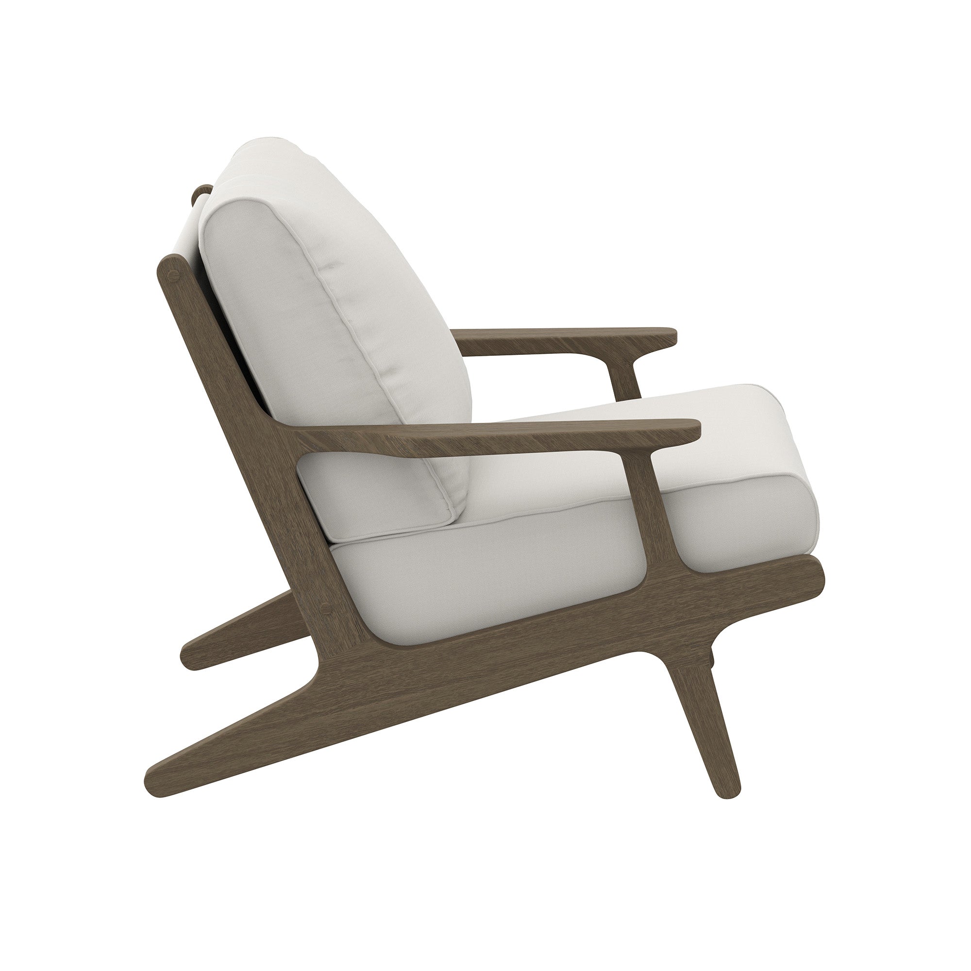 Saratoga Outdoor Patio Teak Wood Chair and Ottoman Set, Weathered Gray White