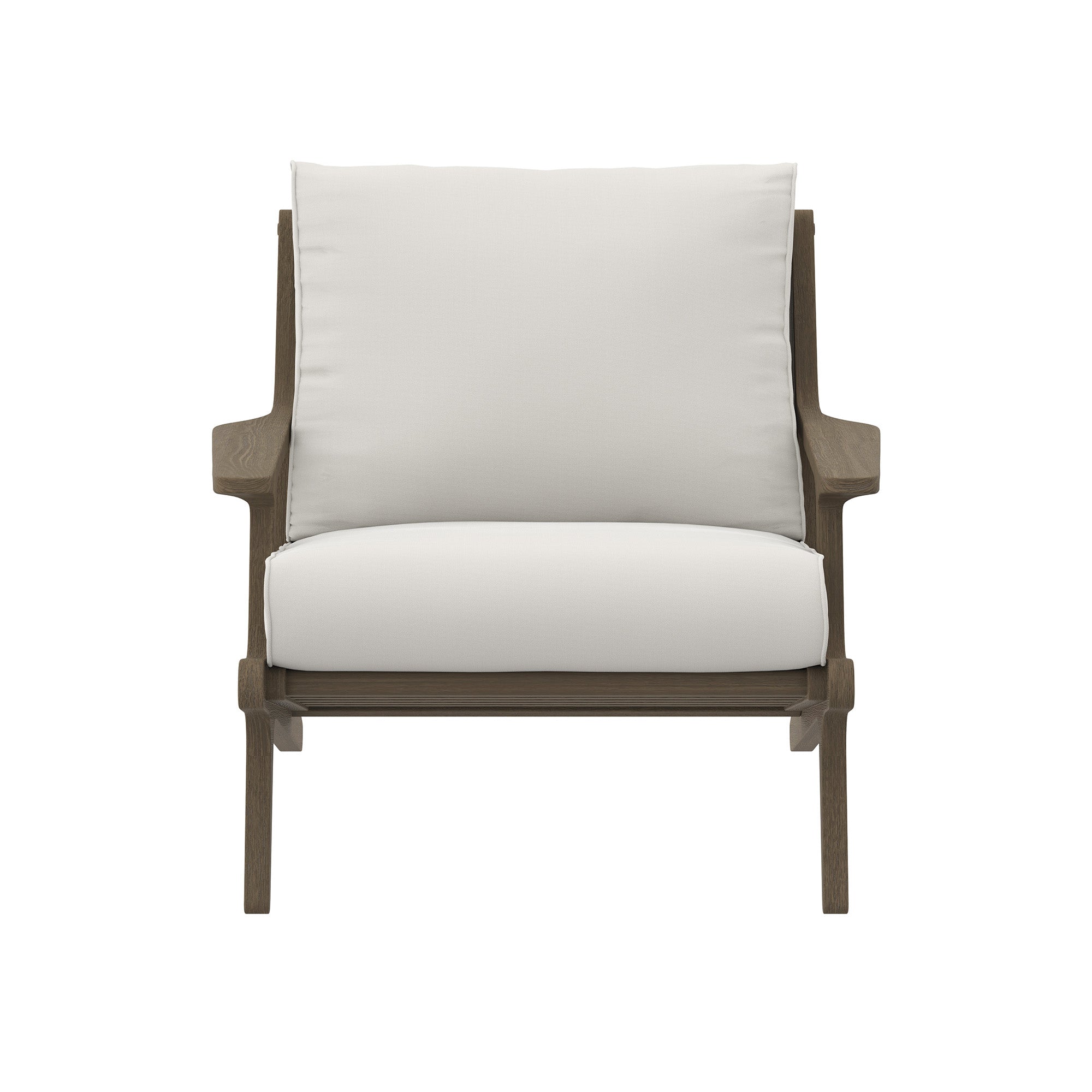 Saratoga Outdoor Patio Teak Wood Chair and Ottoman Set, Weathered Gray White
