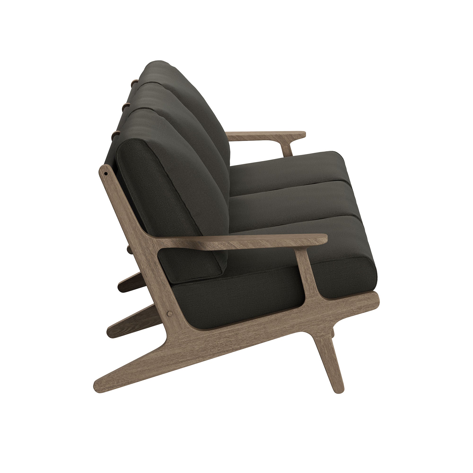 Saratoga Outdoor Patio Teak Sofa, Flint Gray