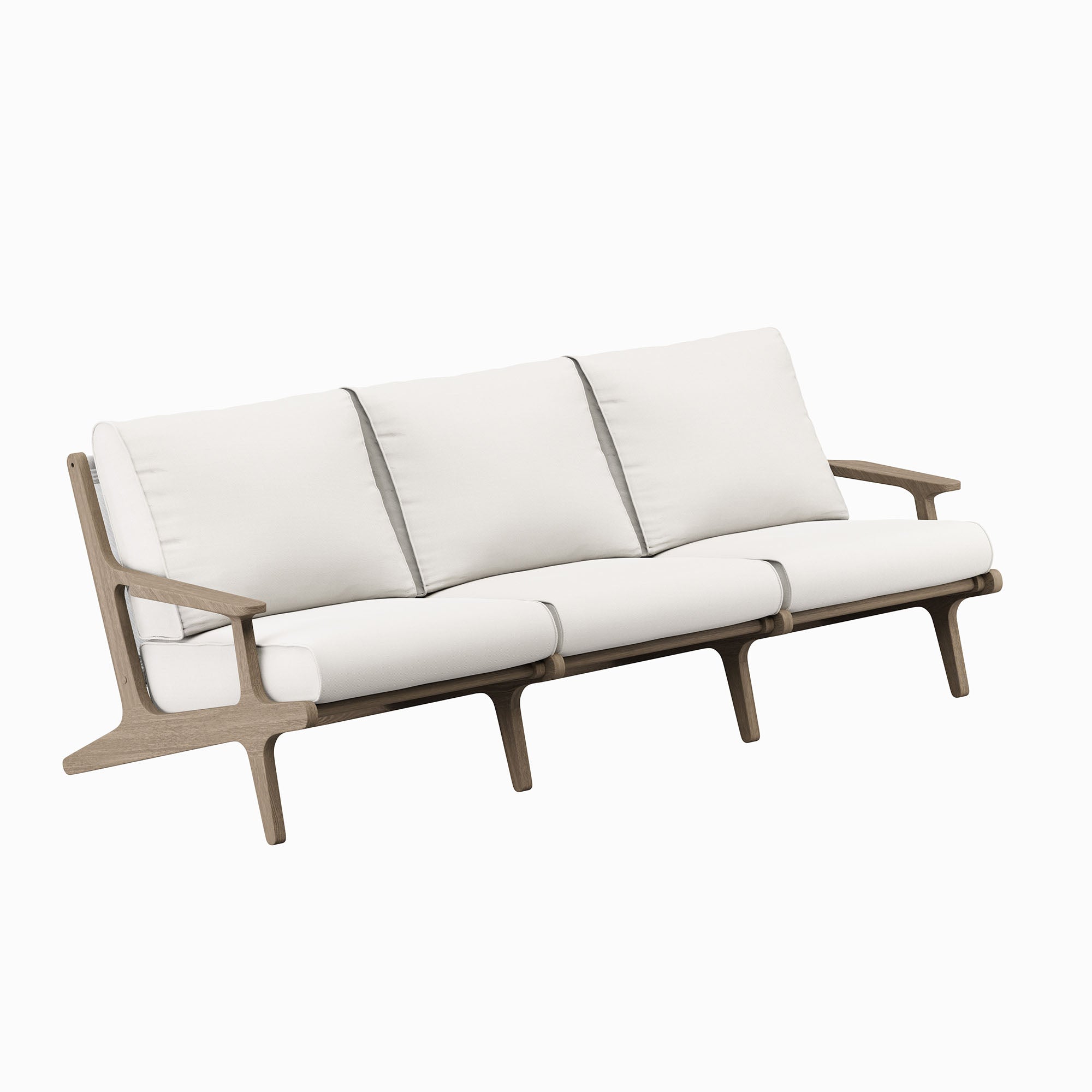 Saratoga Outdoor Patio Teak Sofa, Weathered Gray