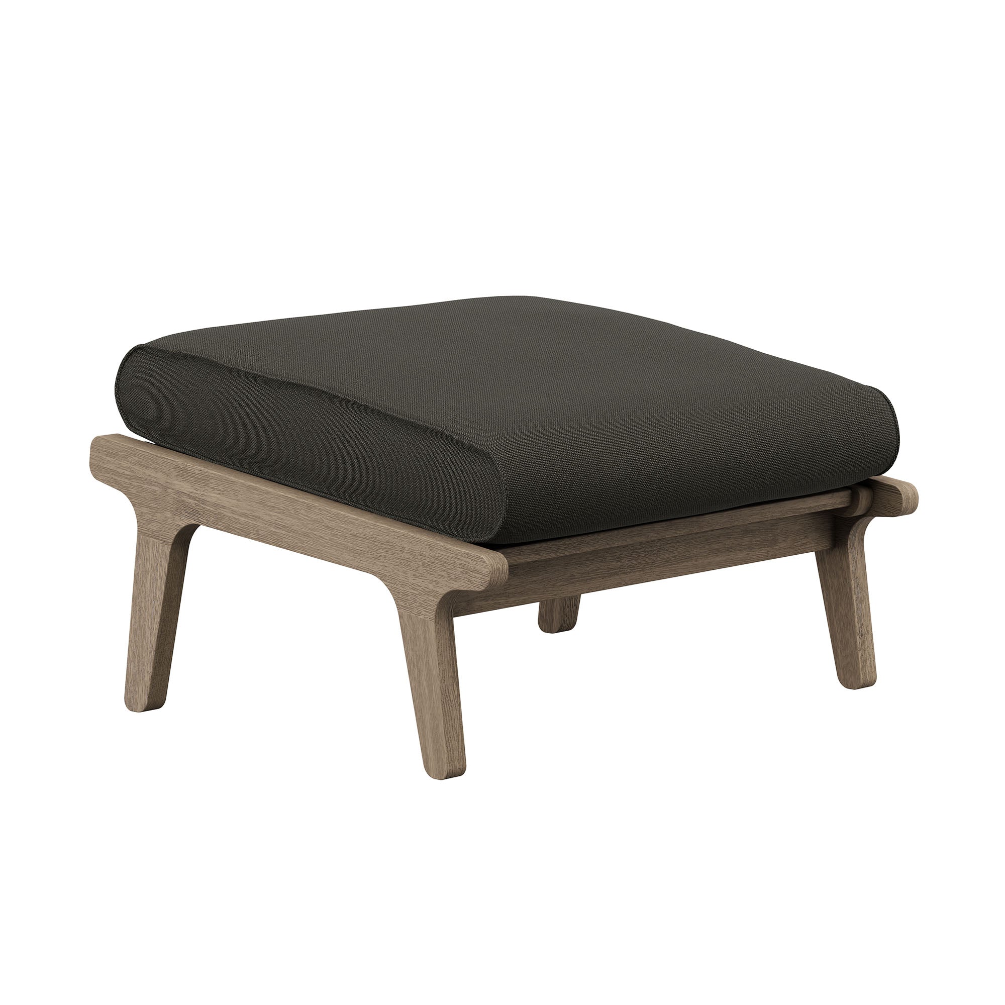 Saratoga Outdoor Patio Teak Ottoman, Flint Gray