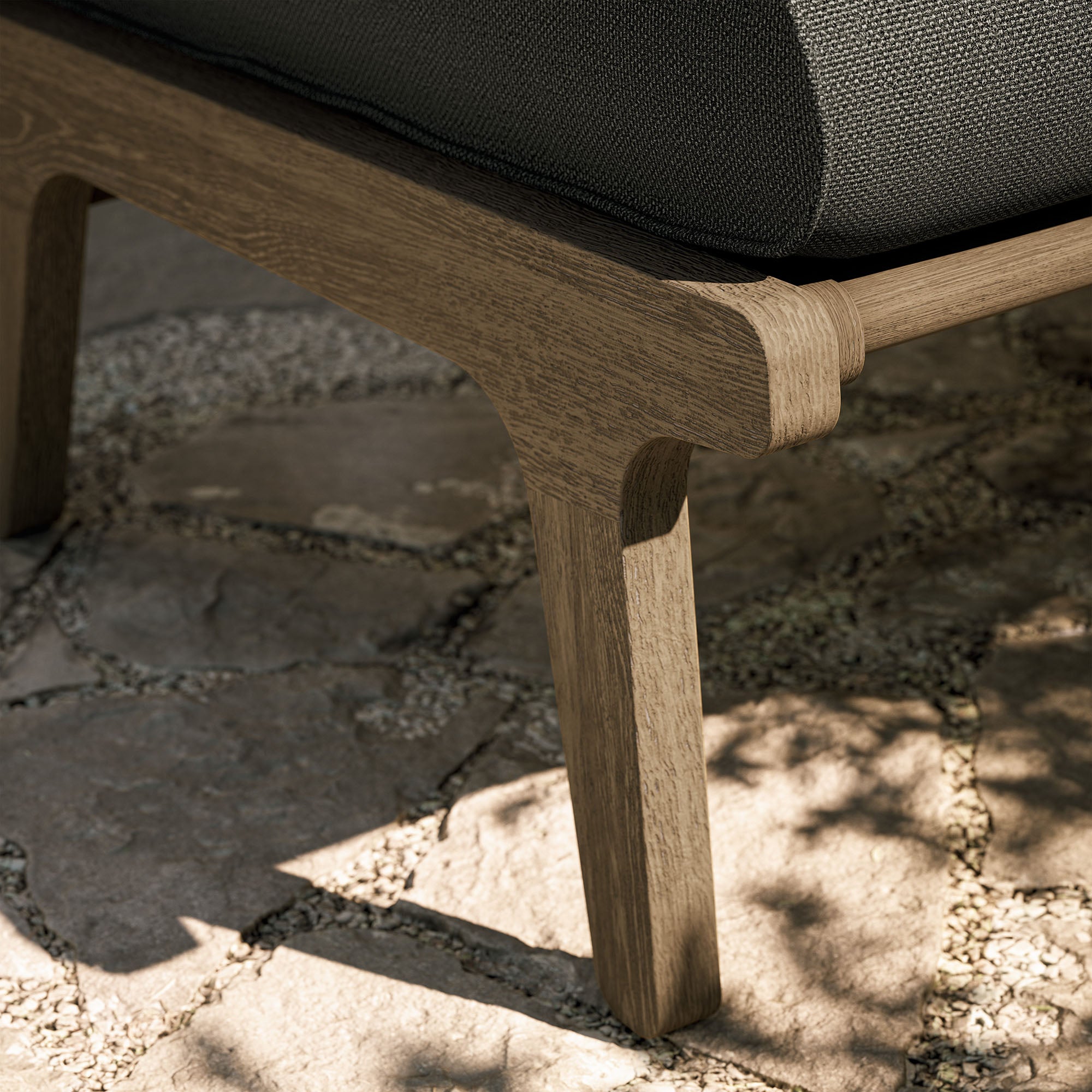 Saratoga Outdoor Patio Teak Ottoman, Flint Gray