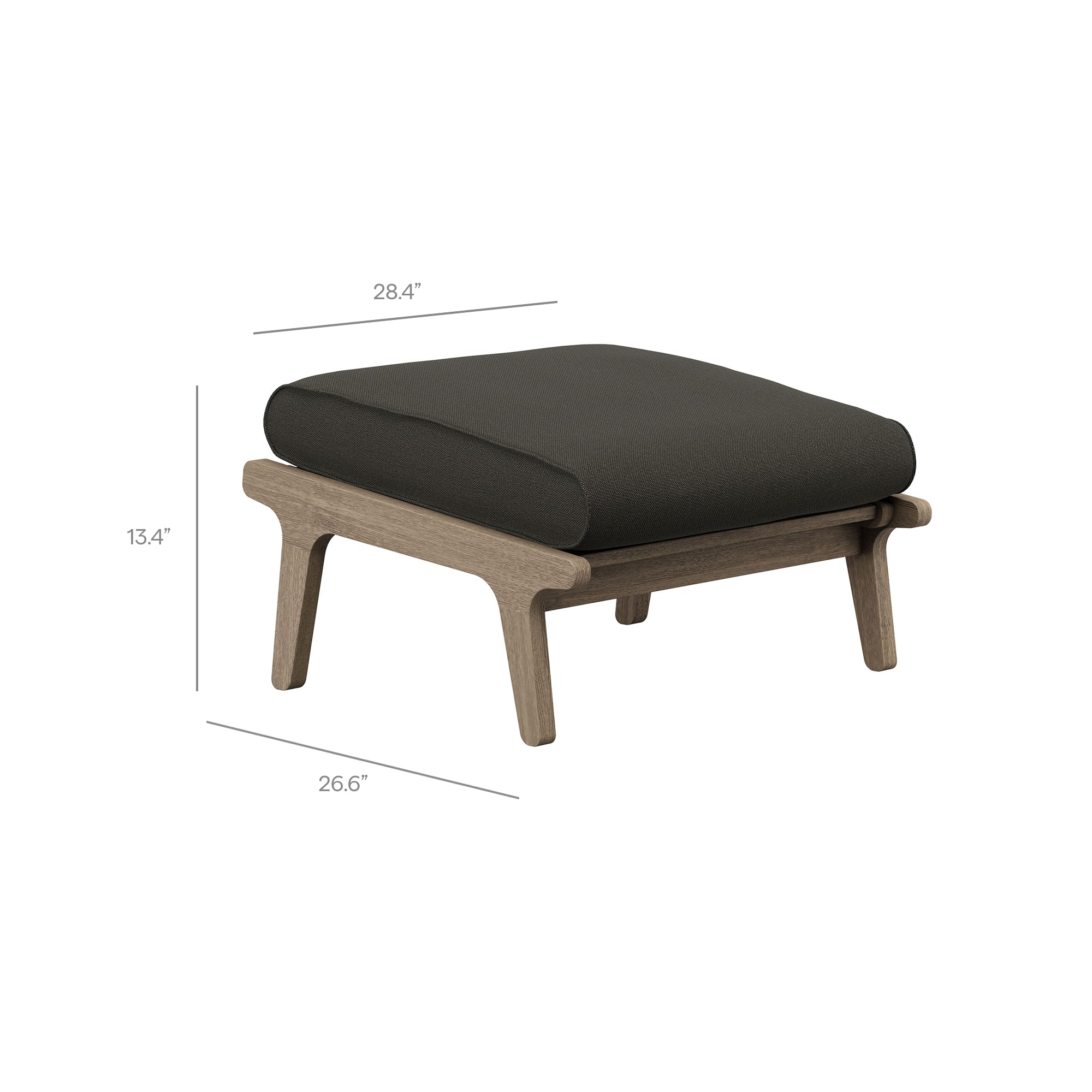 Saratoga Outdoor Patio Teak Ottoman, Flint Gray