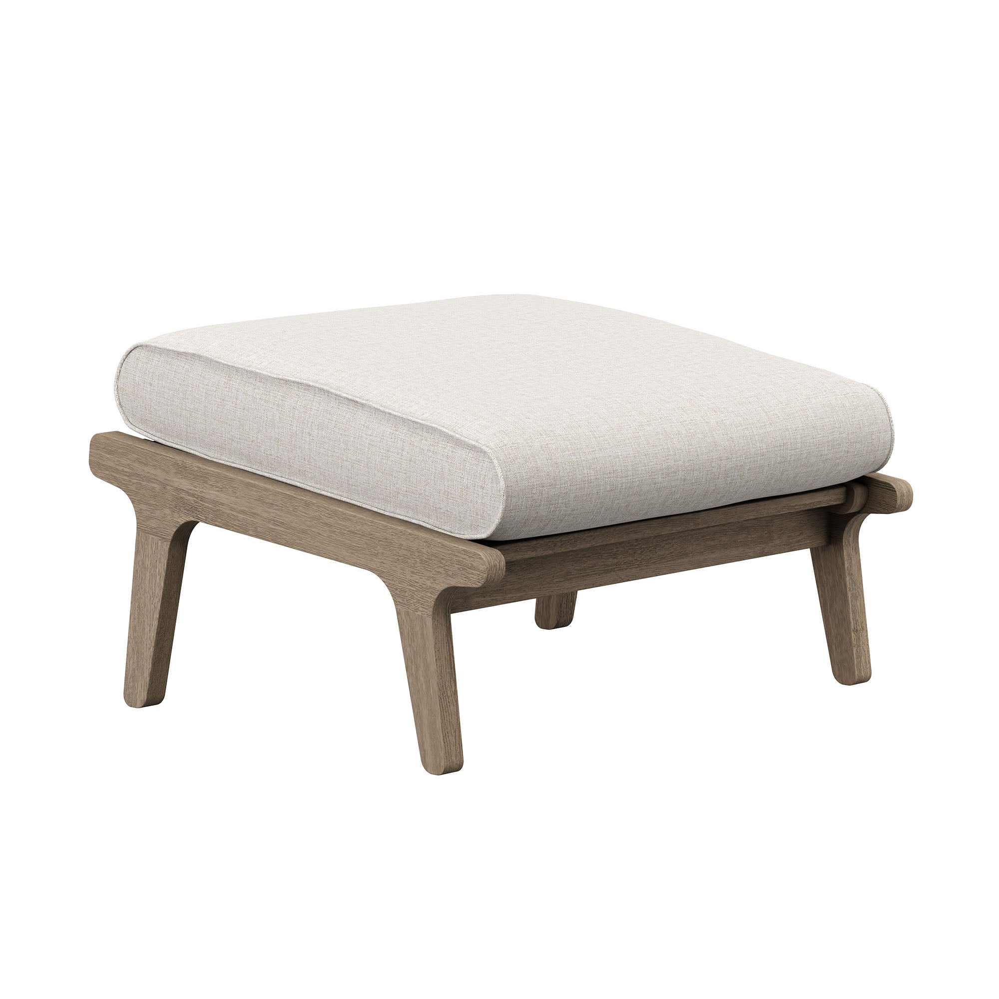 Saratoga Outdoor Patio Teak Ottoman, Pebble