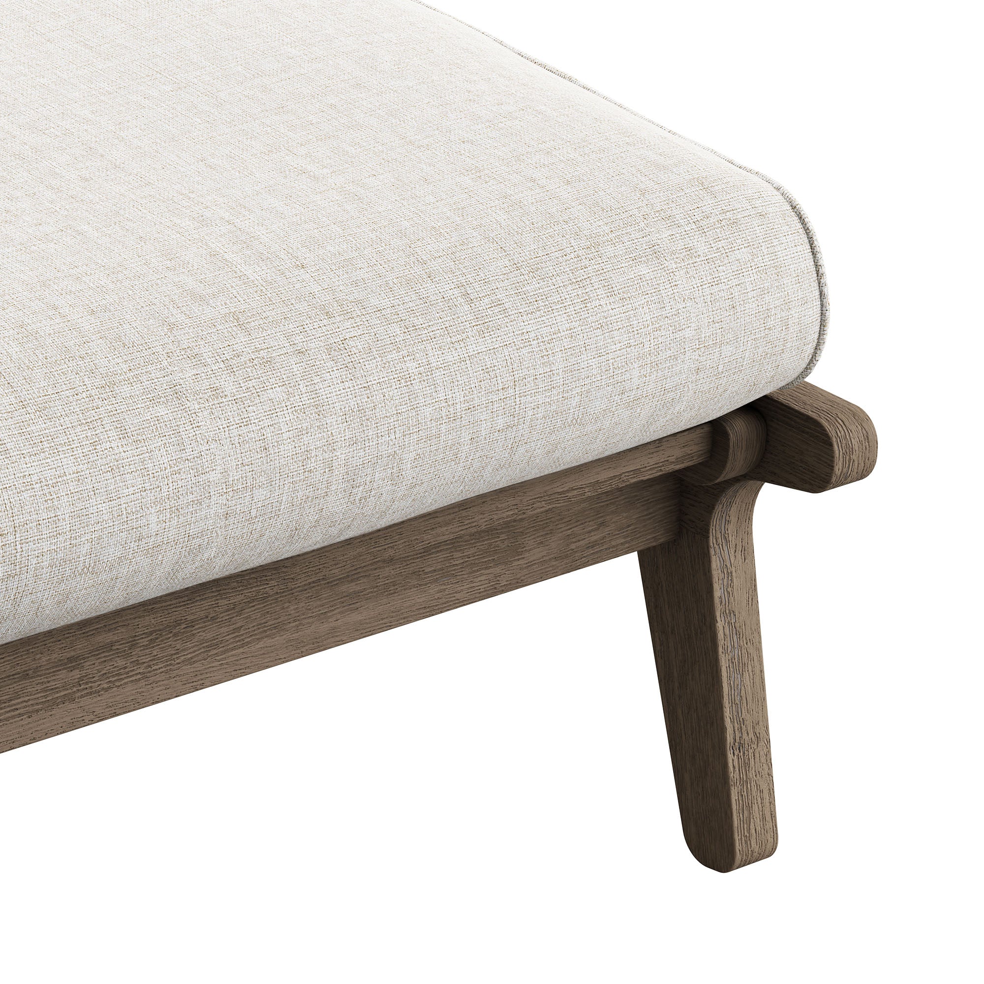 Saratoga Outdoor Patio Teak Ottoman, Pebble