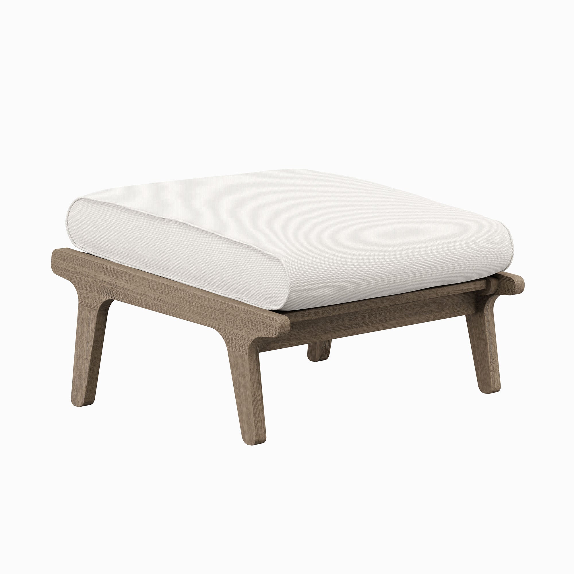 Saratoga Outdoor Patio Teak Wood Chair and Ottoman Set, Weathered Gray White