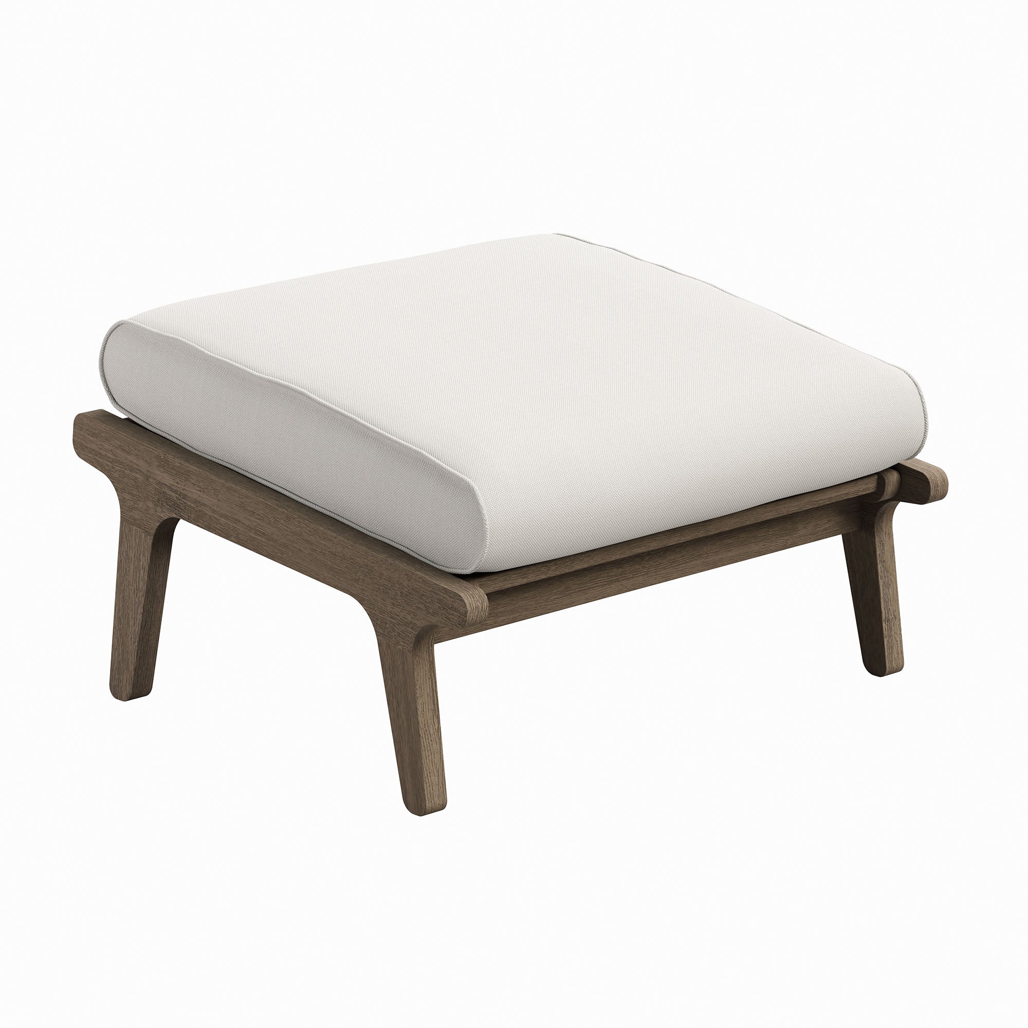 Saratoga Outdoor Patio Teak Ottoman, Weathered Gray