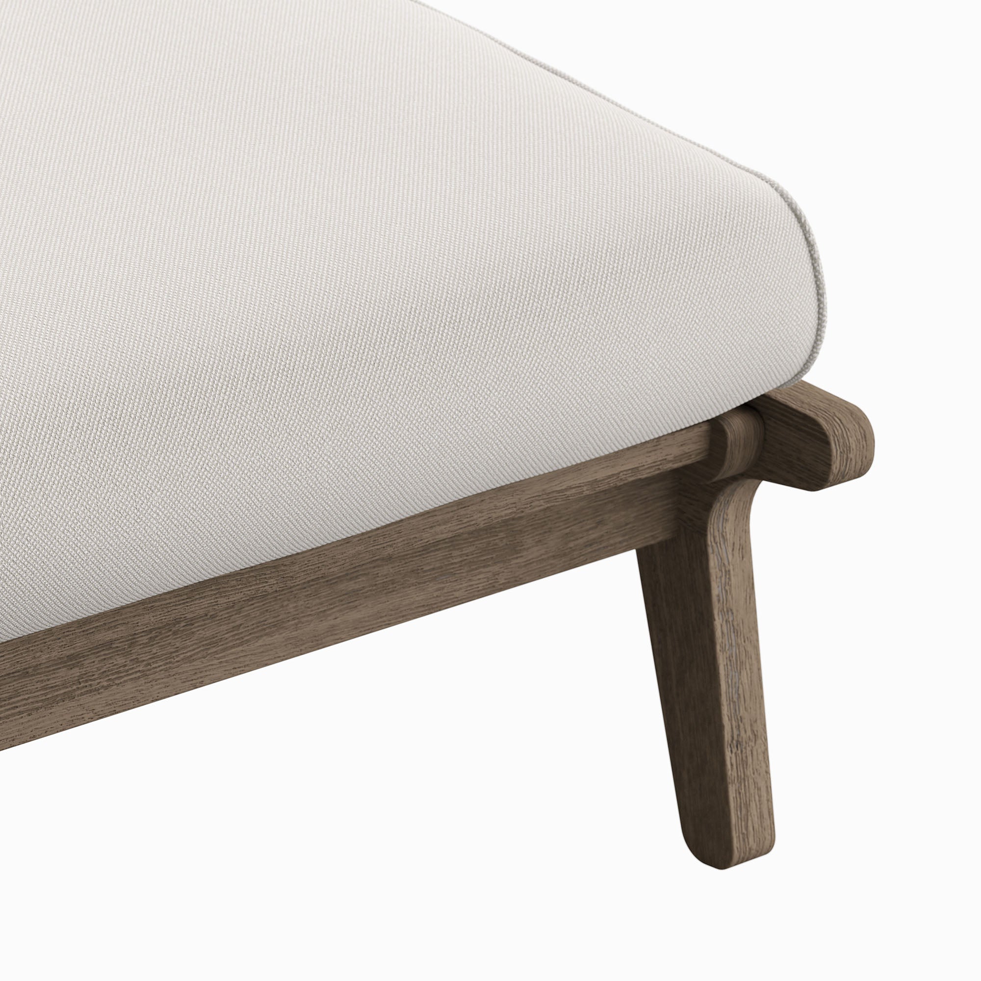 Saratoga Outdoor Patio Teak Ottoman, Weathered Gray