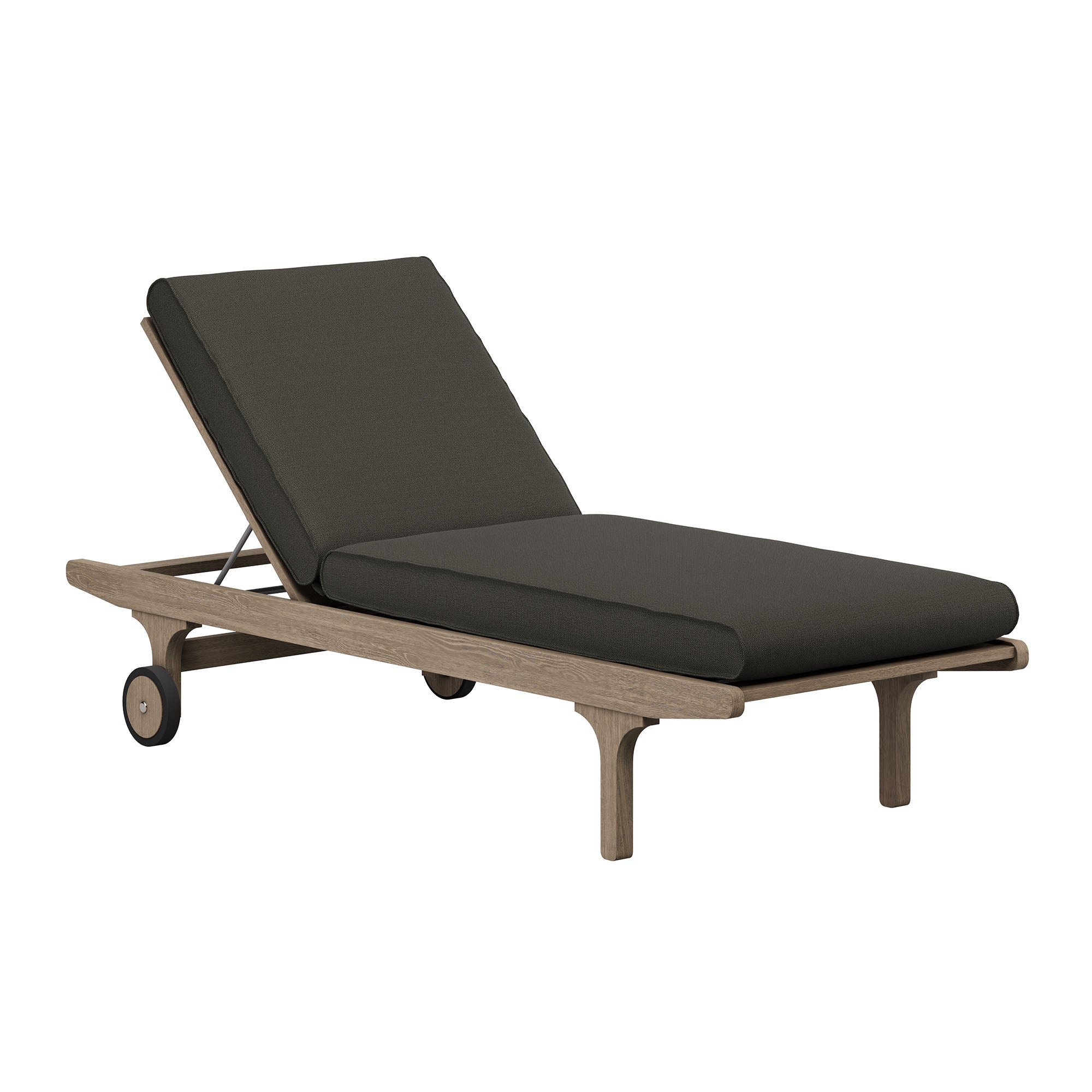 Saratoga Outdoor Patio Teak Wood 3-Piece Chaise Lounge Furniture Set, Flint Gray