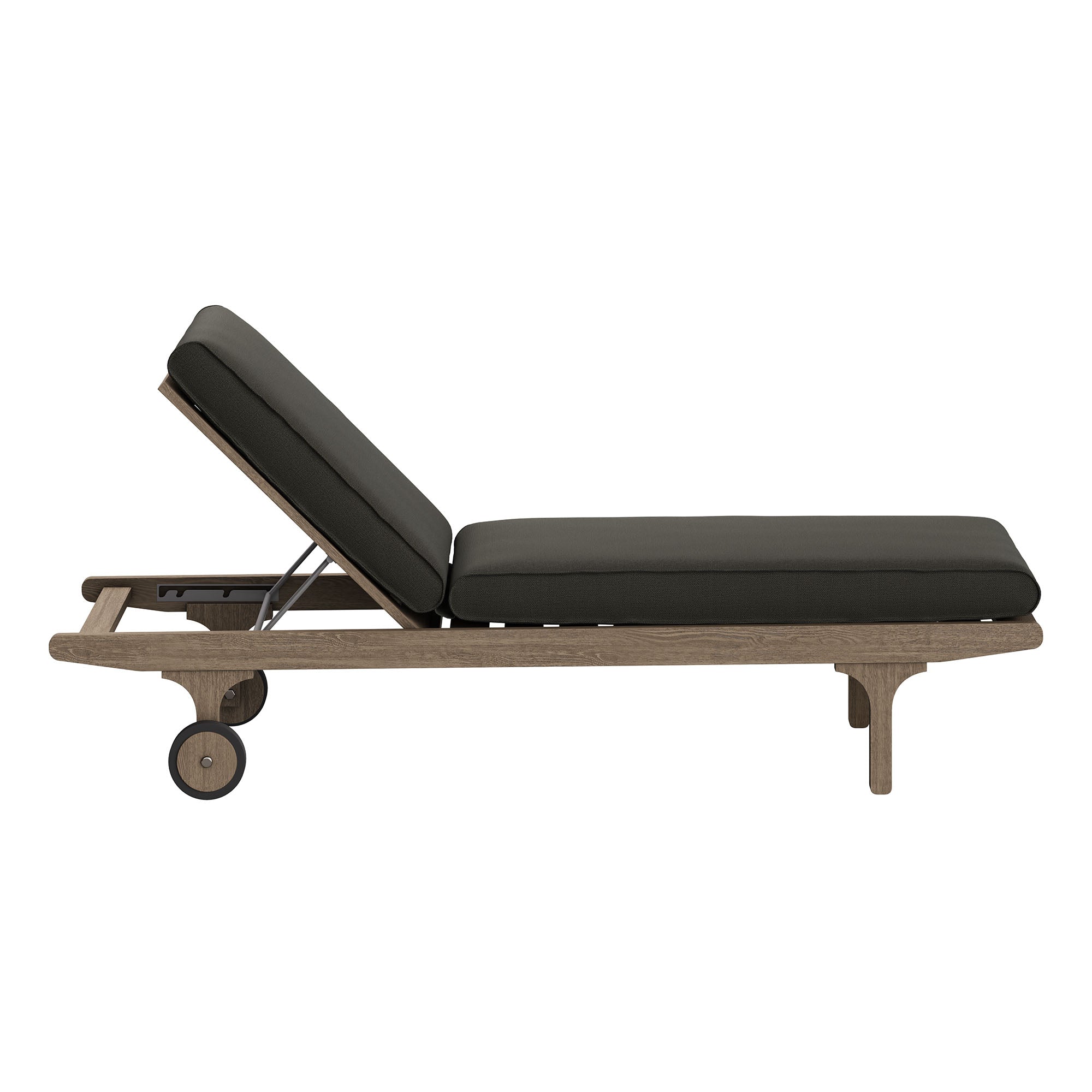 Saratoga Outdoor Patio Teak Wood 3-Piece Chaise Lounge Furniture Set, Flint Gray