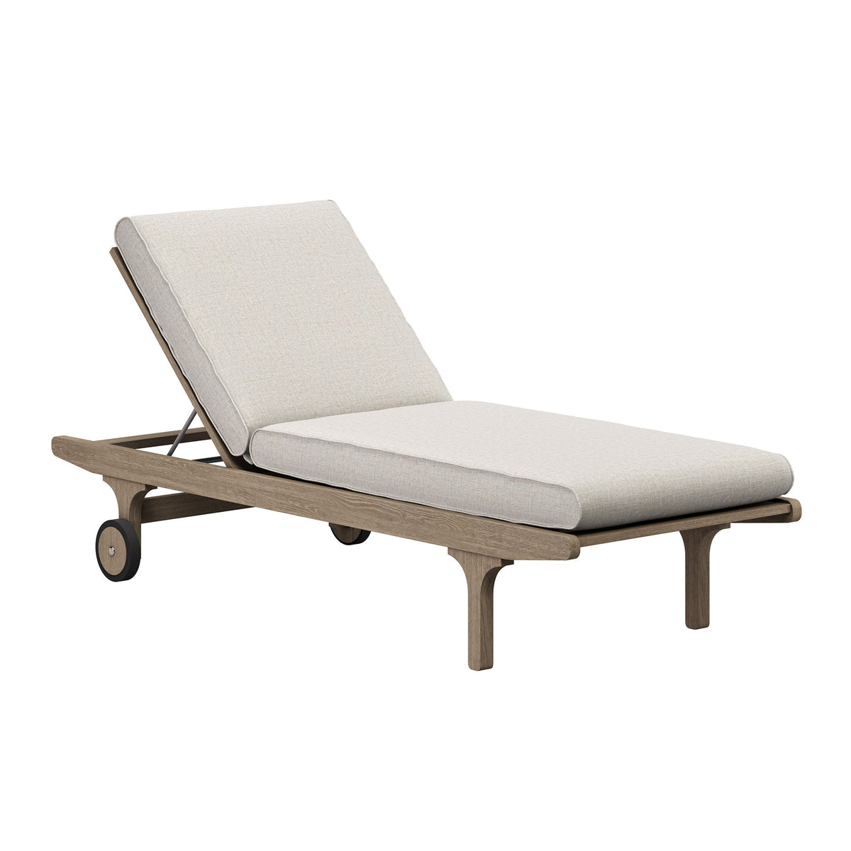 Saratoga Outdoor Patio Teak Wood 3-Piece Chaise Lounge Furniture Set, Pebble