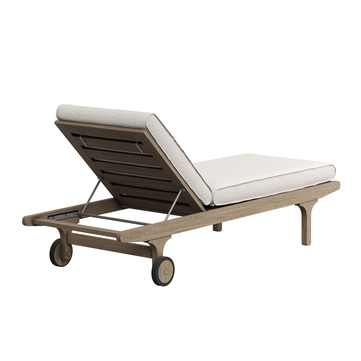 Saratoga Outdoor Patio Teak Chaise Lounge Chair, Pebble