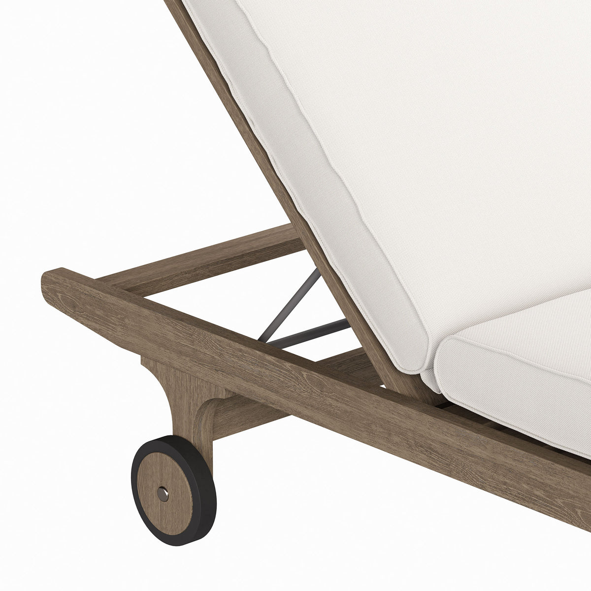Saratoga Outdoor Patio Teak Chaise Lounge Chair, Weathered Gray