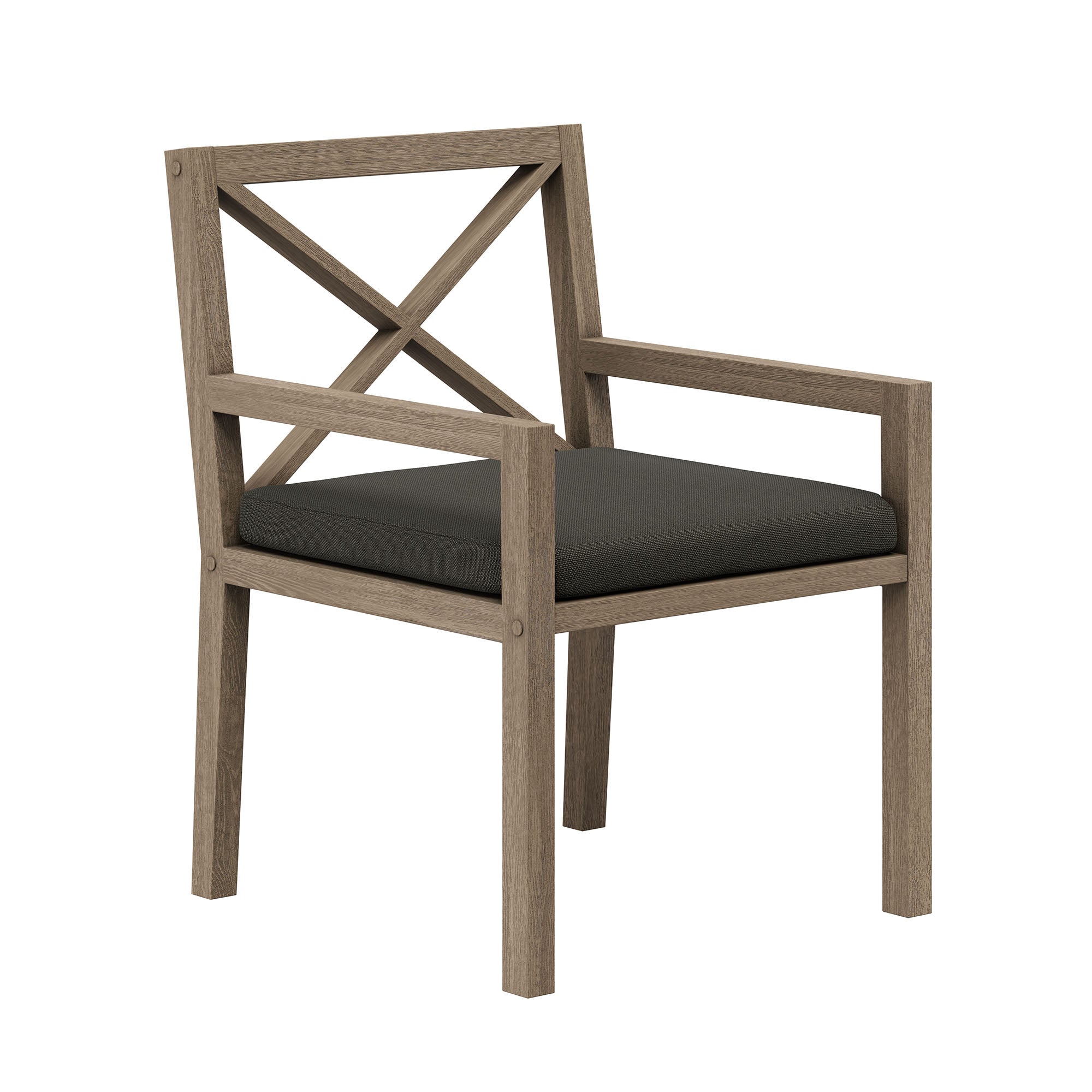 Northlake Outdoor Patio Teak Dining Armchair, Flint Gray