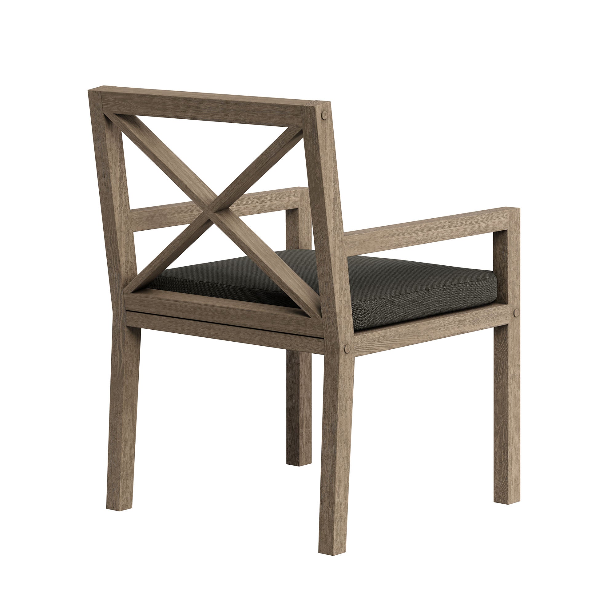 Northlake Outdoor Patio Teak Dining Armchair, Flint Gray