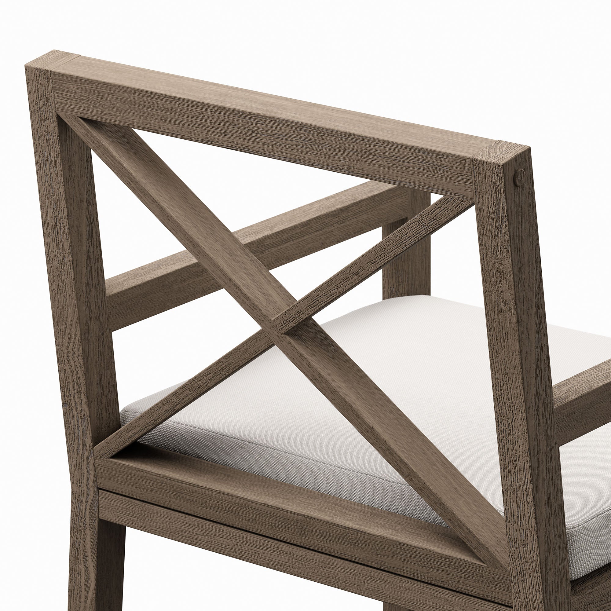 Northlake Outdoor Patio Teak Dining Armchair, Weathered Gray