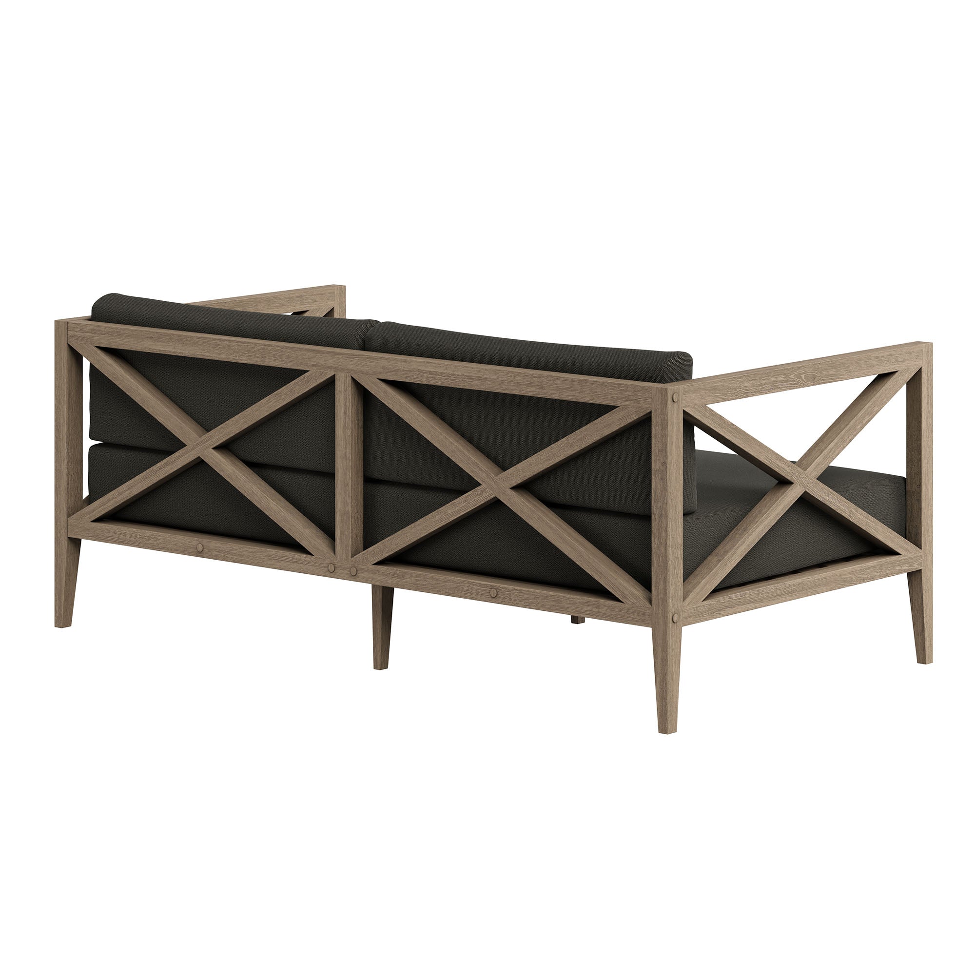 Northlake Outdoor Patio Teak Loveseat, Flint Gray