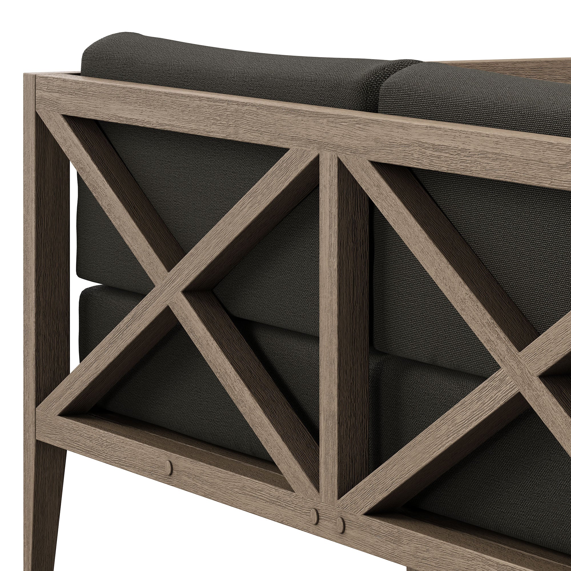 Northlake Outdoor Patio Teak Loveseat, Flint Gray