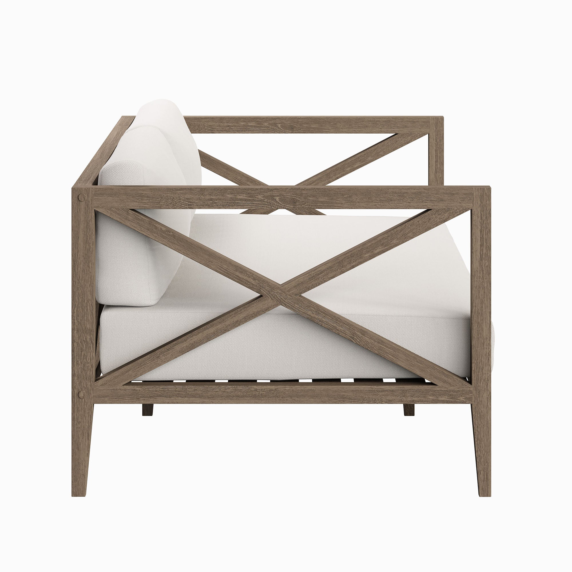 Northlake Outdoor Patio Teak Loveseat, Weathered Gray