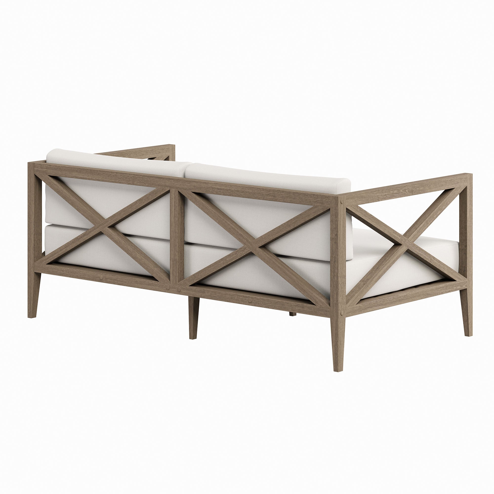 Northlake Outdoor Patio Teak Loveseat, Weathered Gray