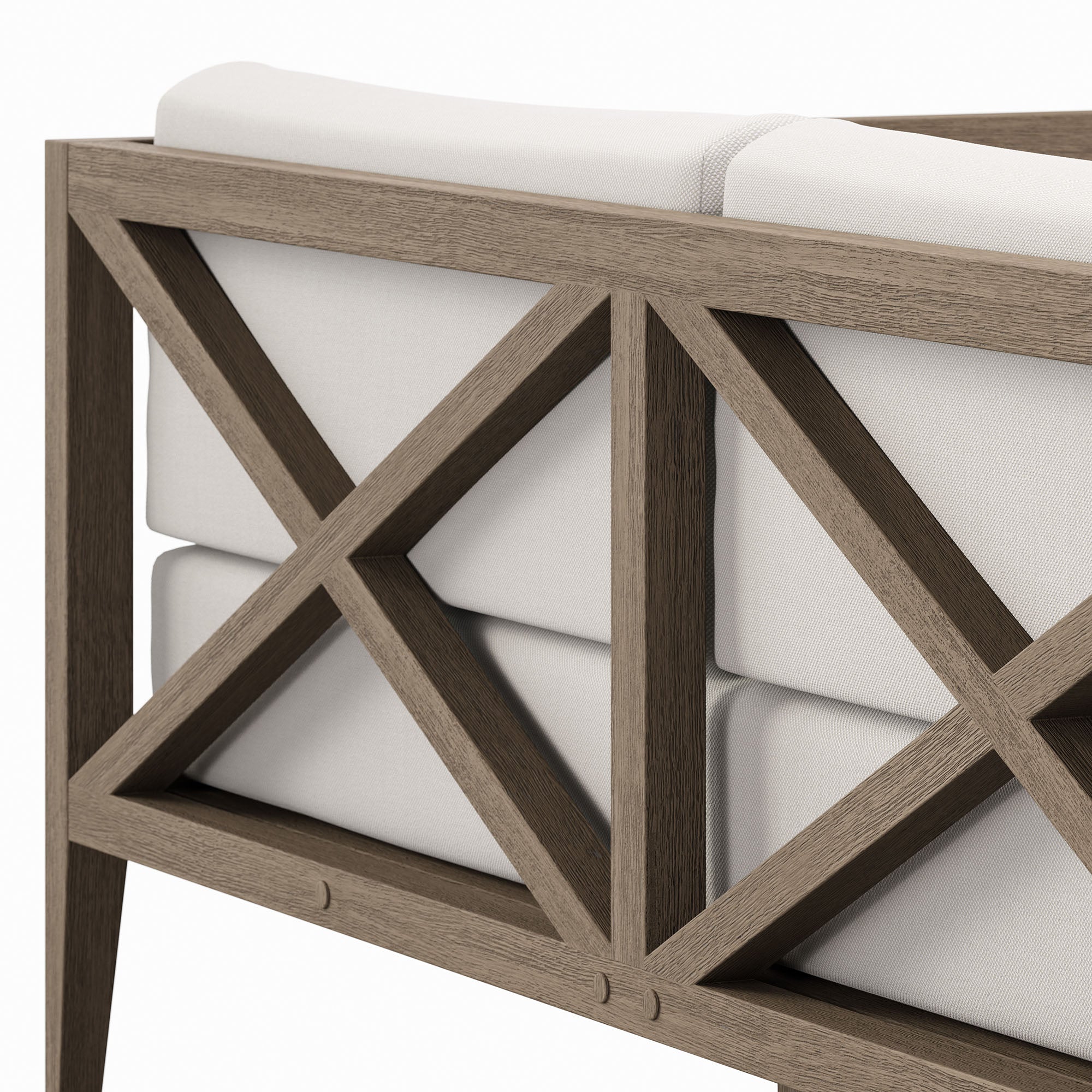 Northlake Outdoor Patio Teak Loveseat, Weathered Gray