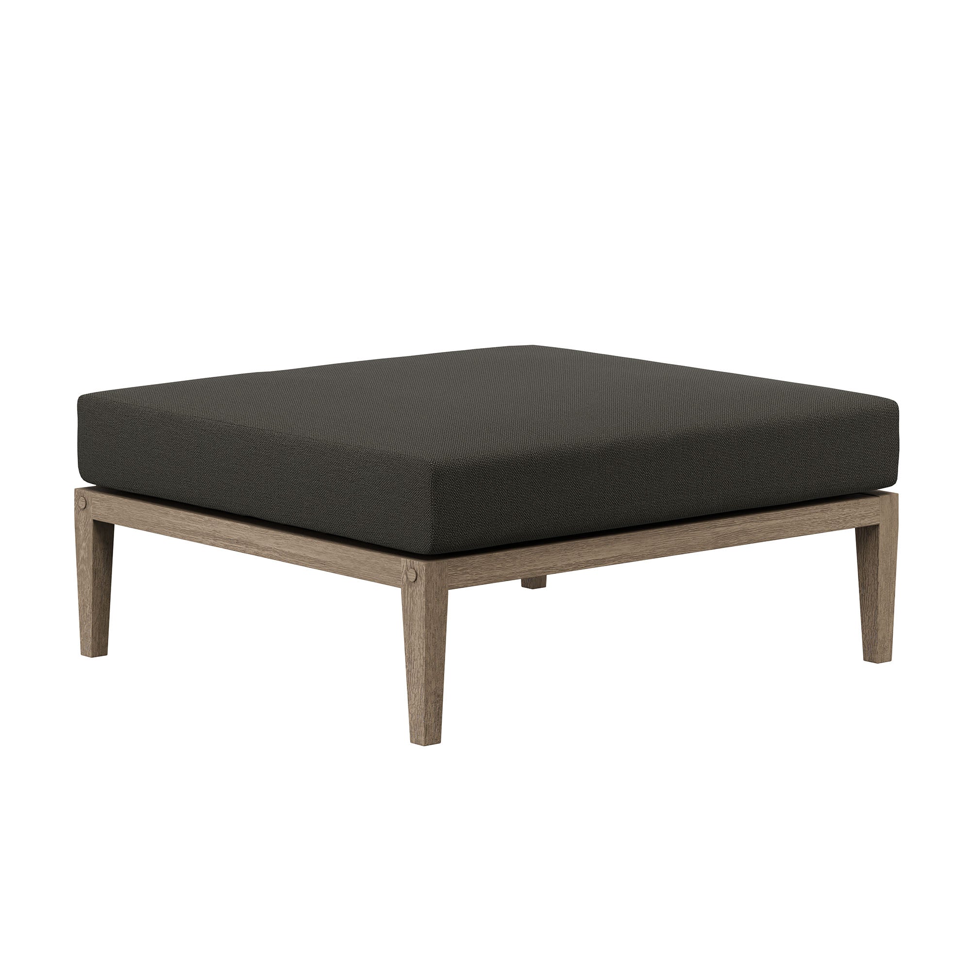 Northlake Outdoor Patio Teak Wood Loveseat and Ottoman Set, Flint Gray