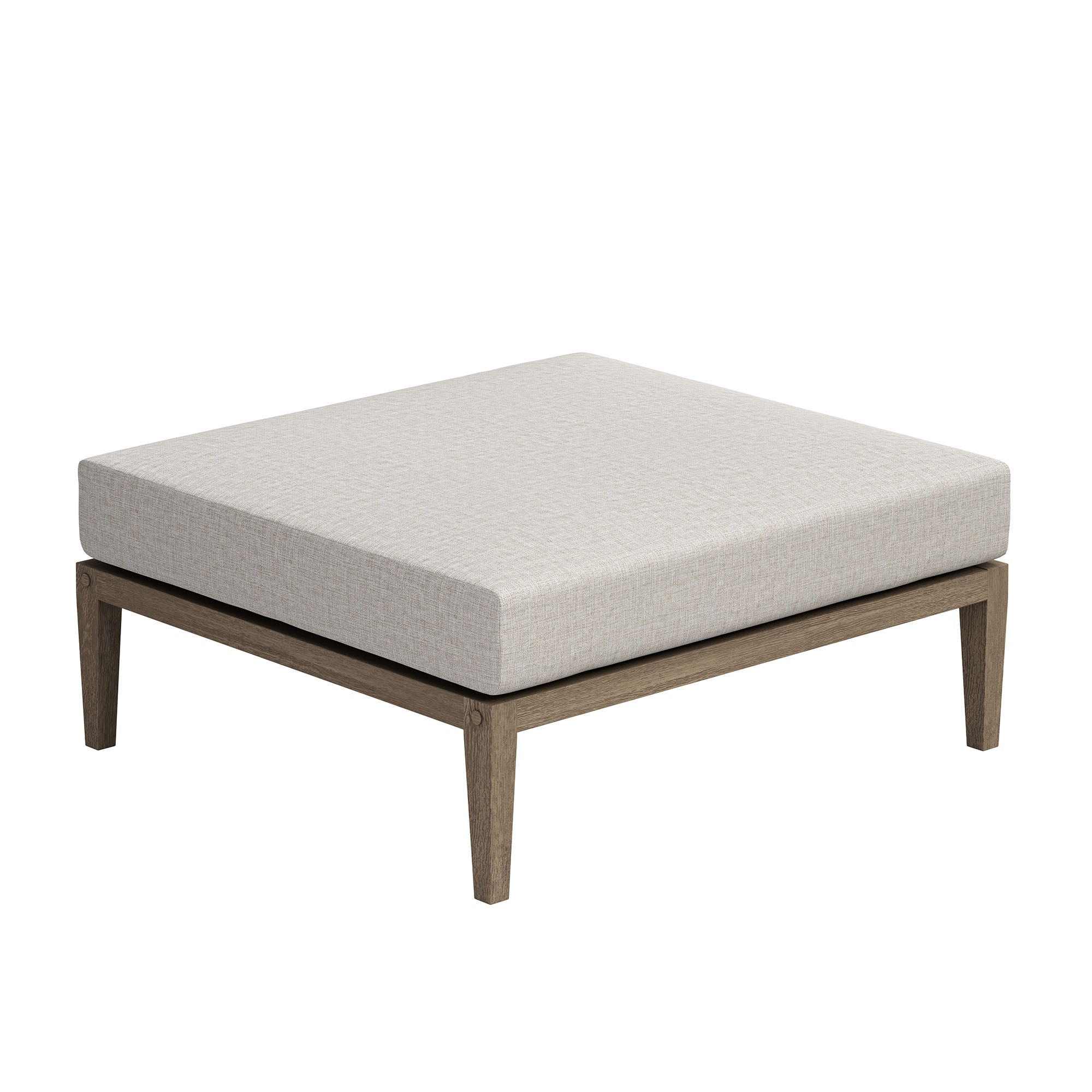 Northlake Outdoor Patio Teak Ottoman, Pebble