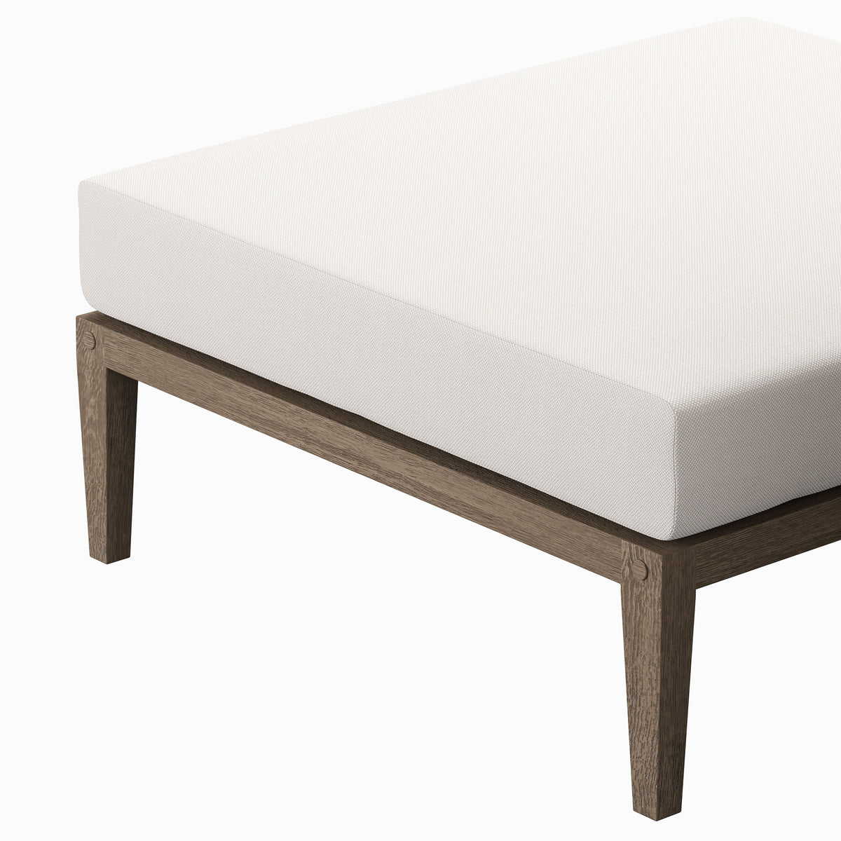 Northlake Outdoor Patio Teak Ottoman, Weathered Gray