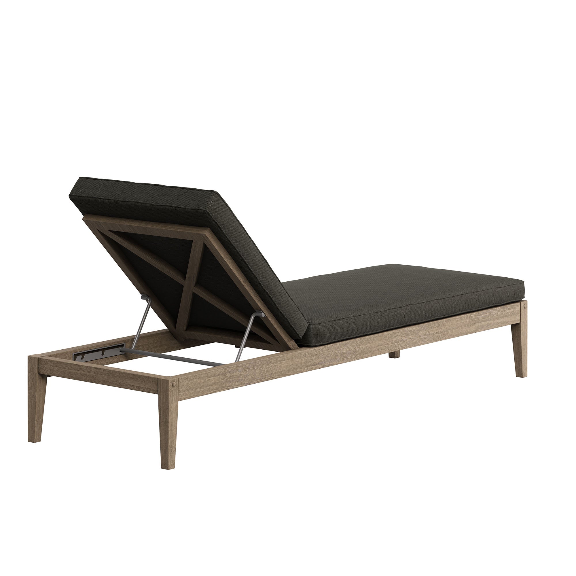 Northlake Outdoor Patio Teak Chaise Lounge, Flint Gray
