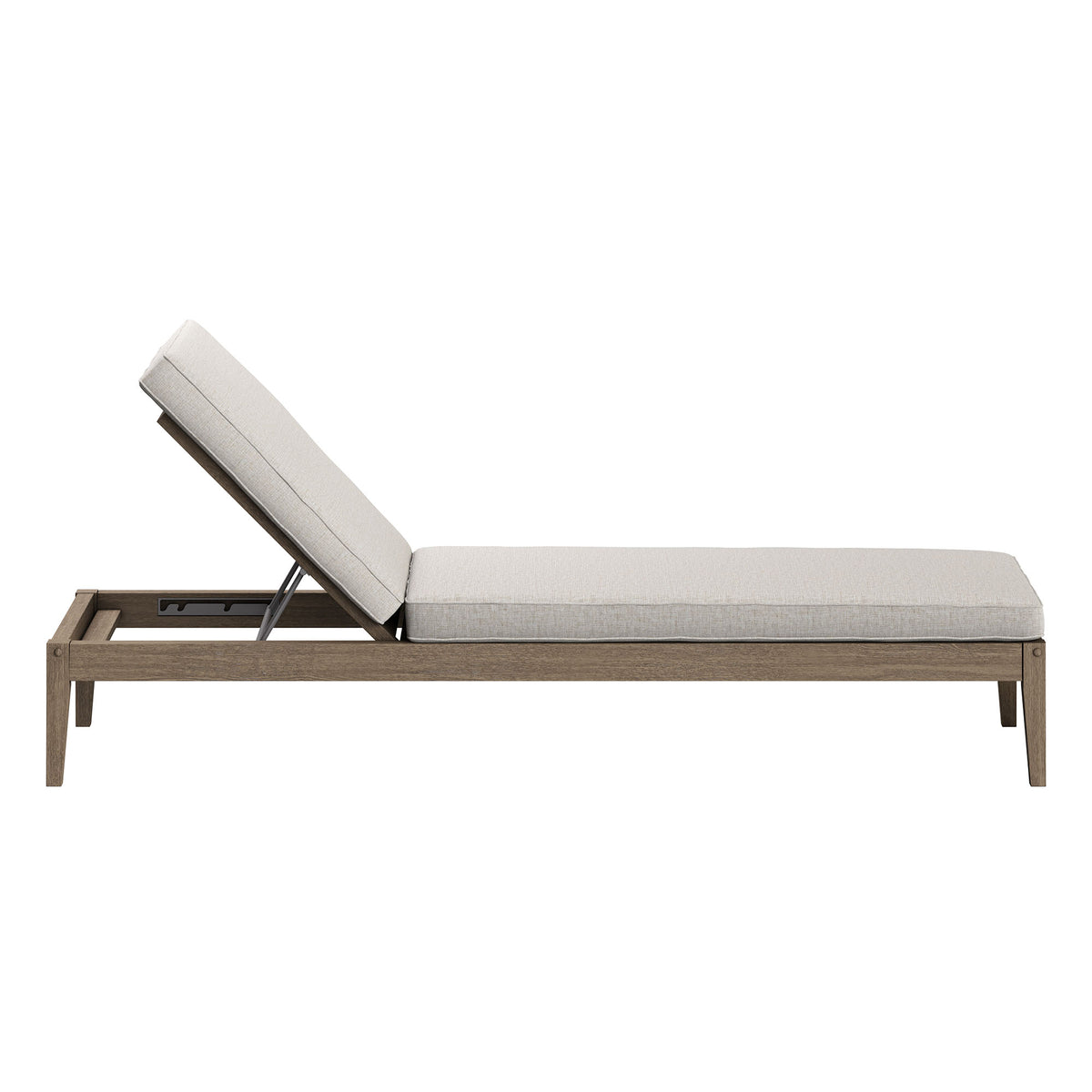 Northlake 3-Piece Outdoor Patio Teak Wood Furniture Set with Chaise Lounges and Side Table, Pebble