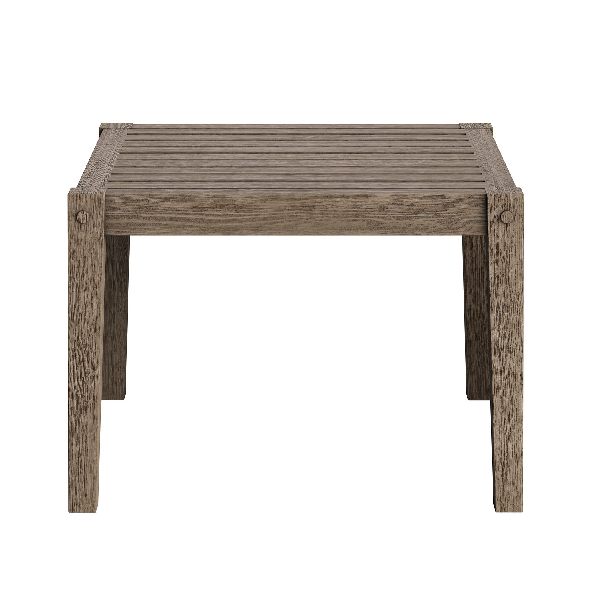 Northlake Square Outdoor Patio Teak Side Table, Weathered Gray