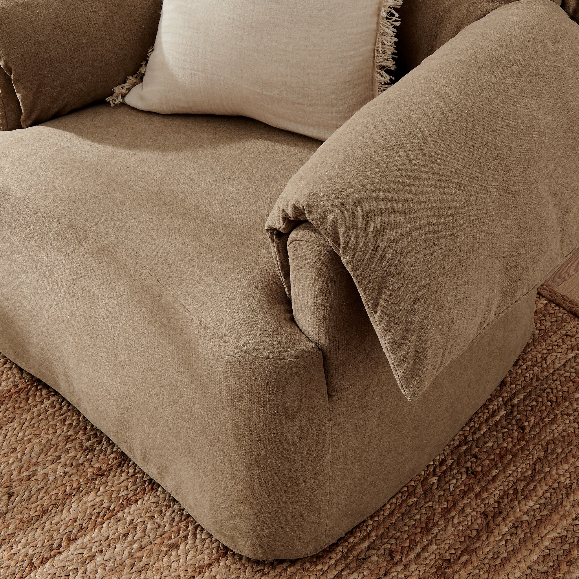 Lark Slipcovered Fabric Oversized Armchair, Almond