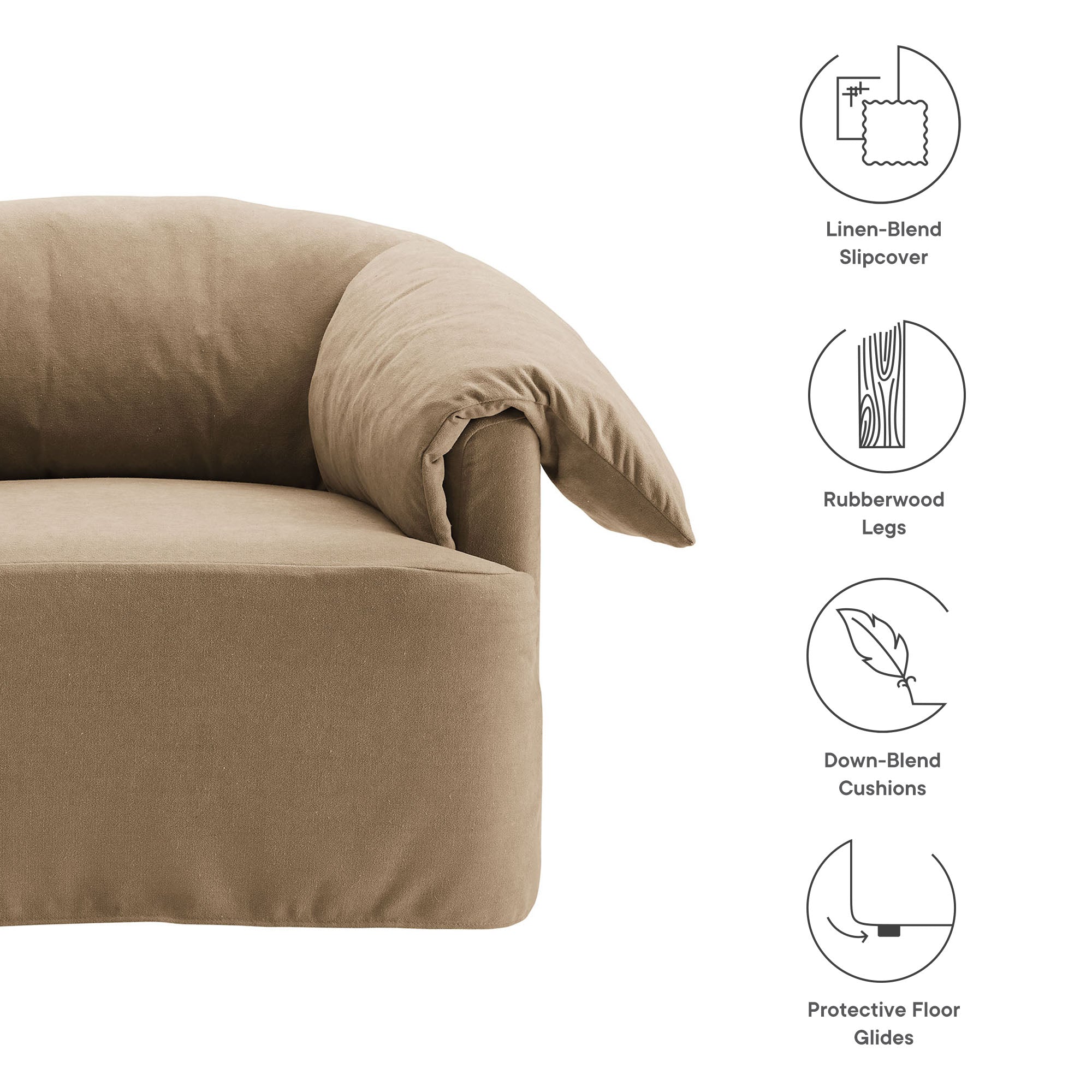 Lark Slipcovered Fabric Oversized Armchair, Almond