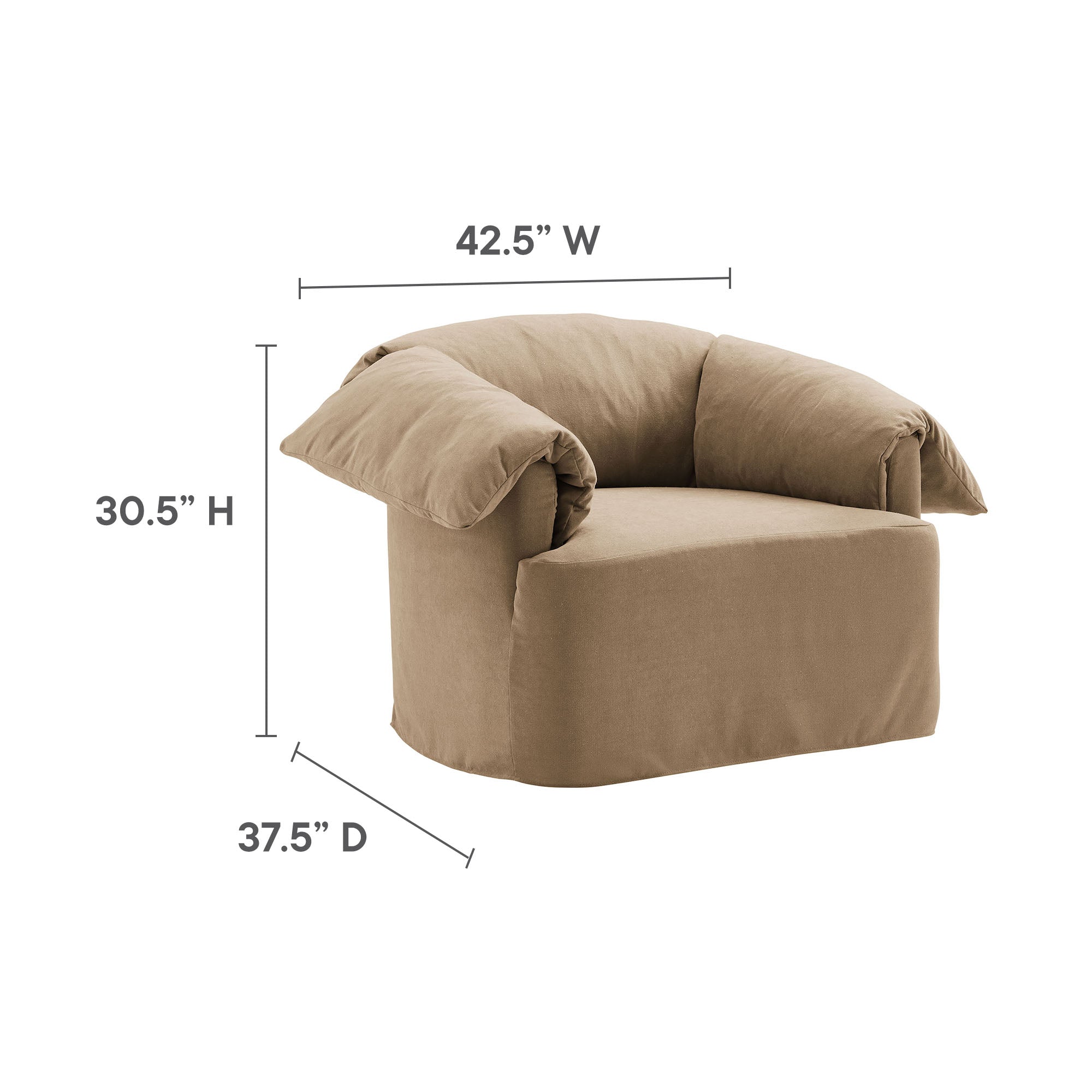 Lark Slipcovered Fabric Oversized Armchair, Almond