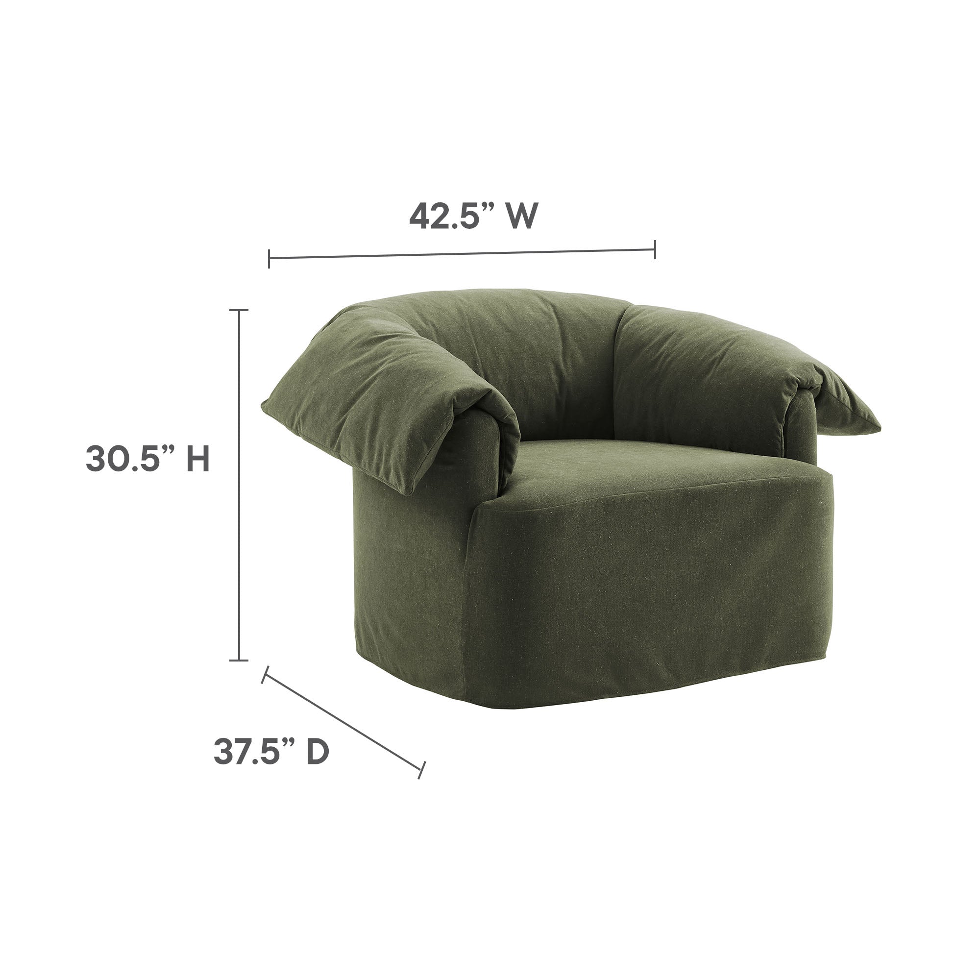 Lark Slipcovered Fabric Oversized Armchair, Sage