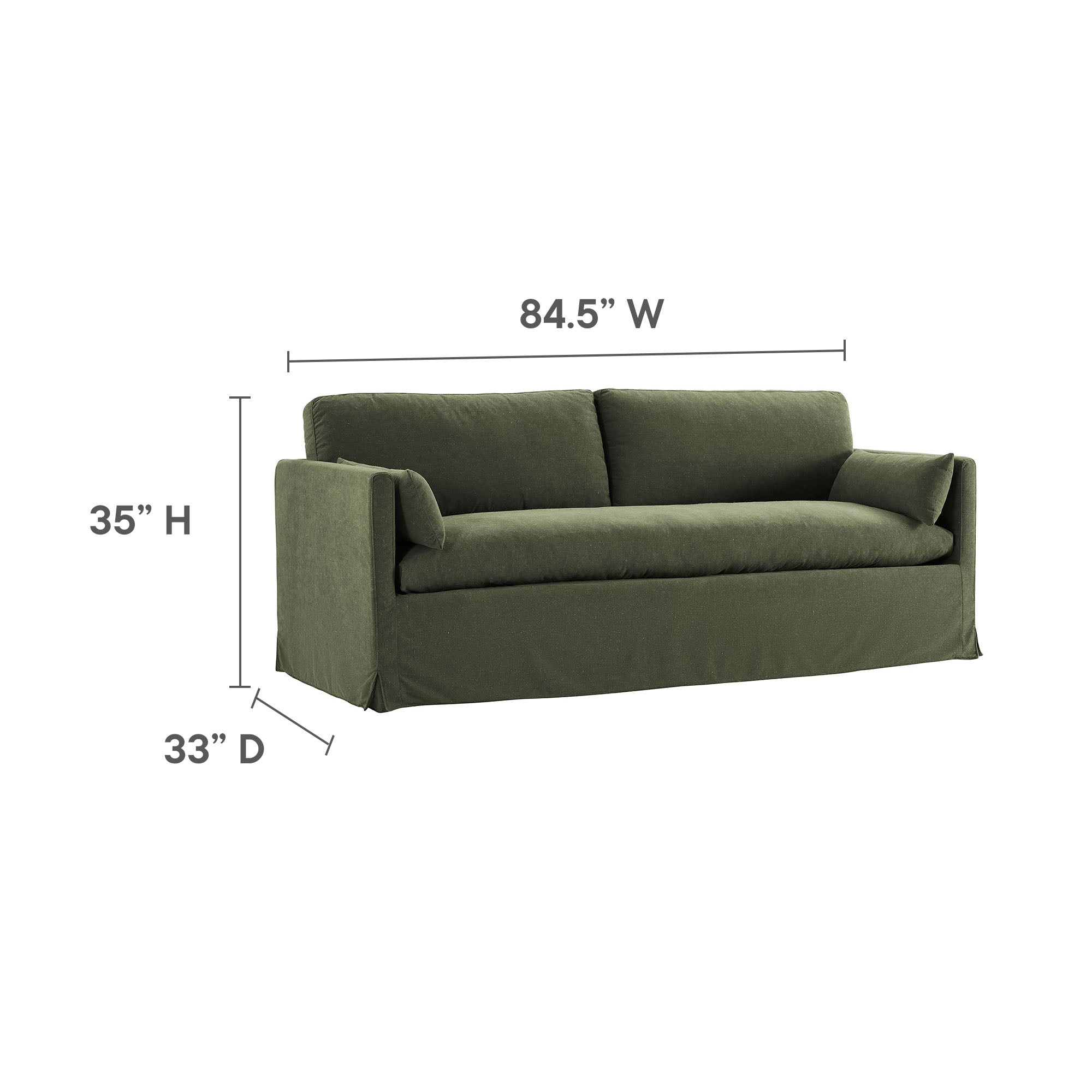 Wellfleet 85" Slipcovered Fabric Sofa, Sage