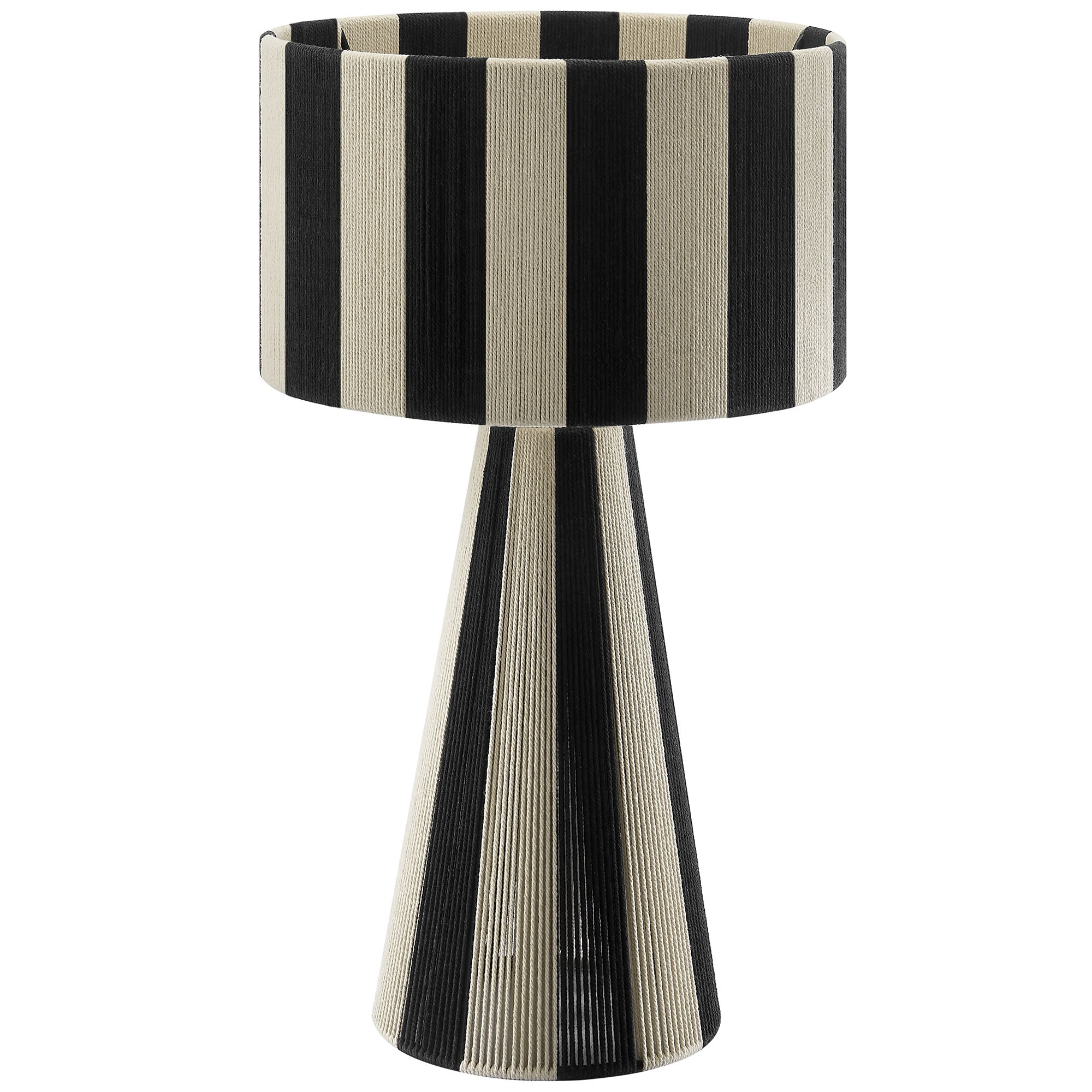 Renae Handwoven Cotton Thread Striped Table Lamp, Black