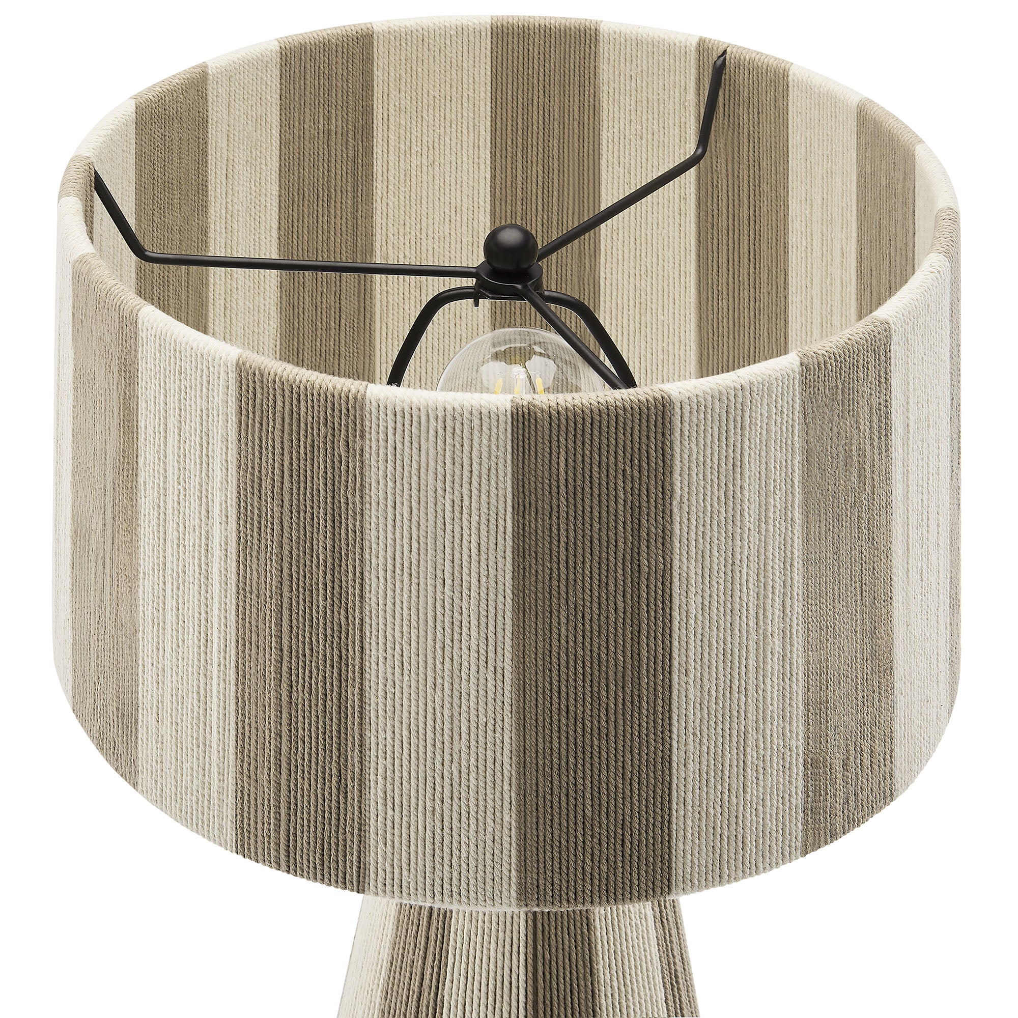 Renae Handwoven Cotton Thread Striped Table Lamp, Cobblestone