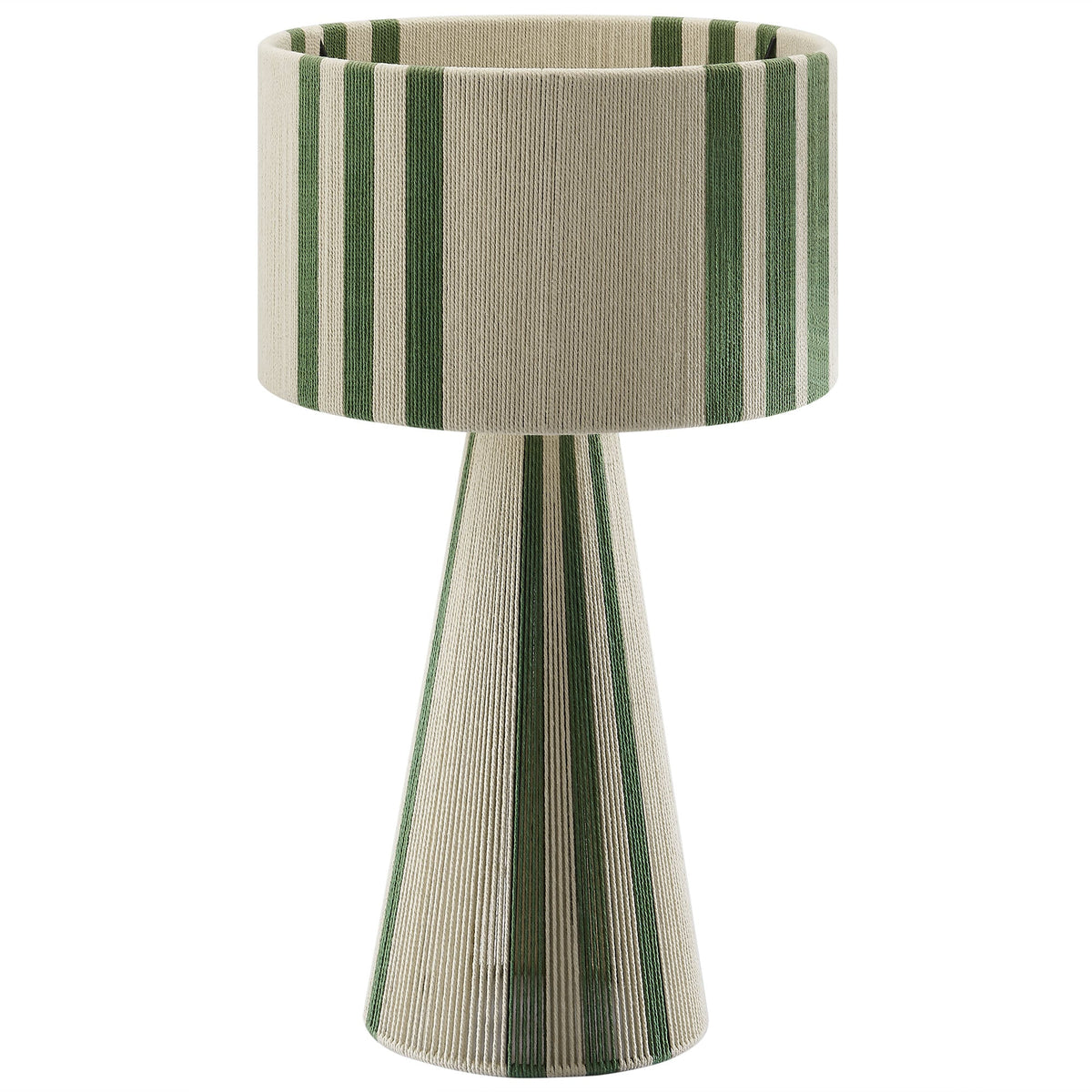 Gia Handwoven Cotton Thread Striped or Plain Table Lamp, Basil Green