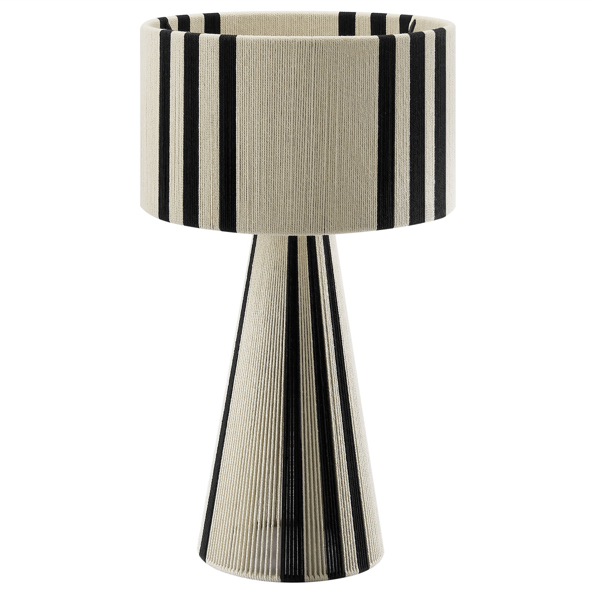 Gia Handwoven Cotton Thread Striped or Plain Table Lamp, Black