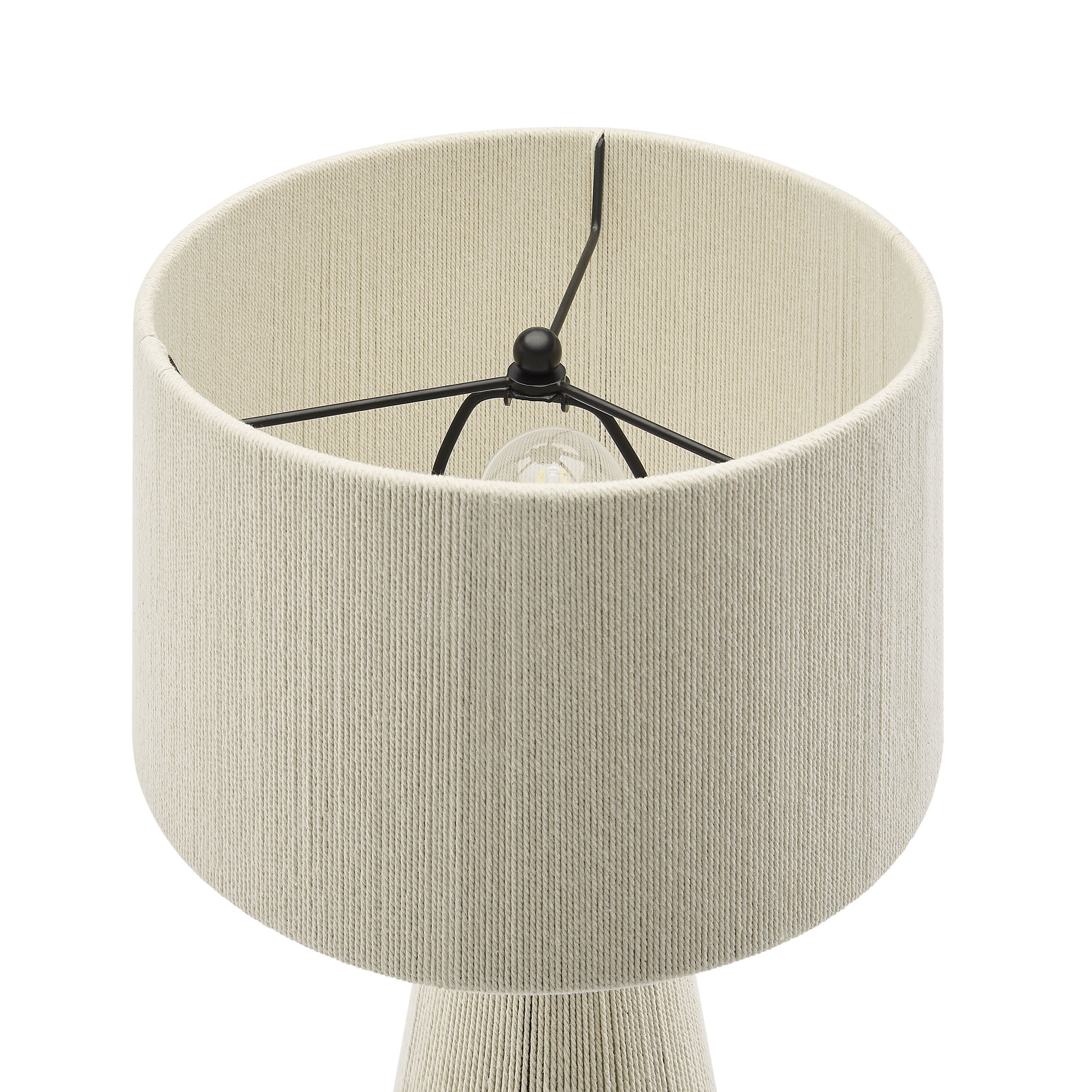 Gia Handwoven Cotton Thread Striped or Plain Table Lamp, Natural