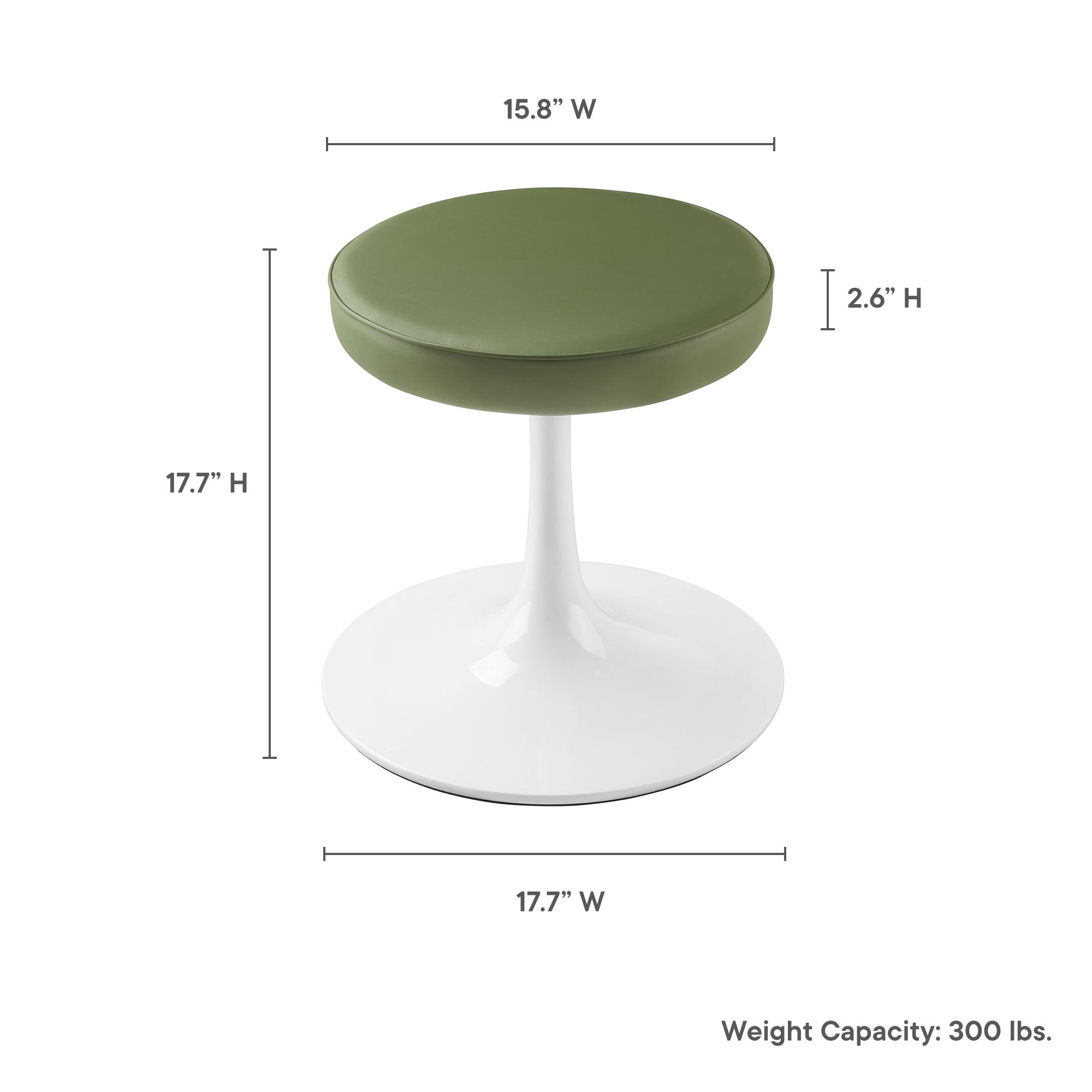 Lippa Vegan Leather Round Stool, Leaf