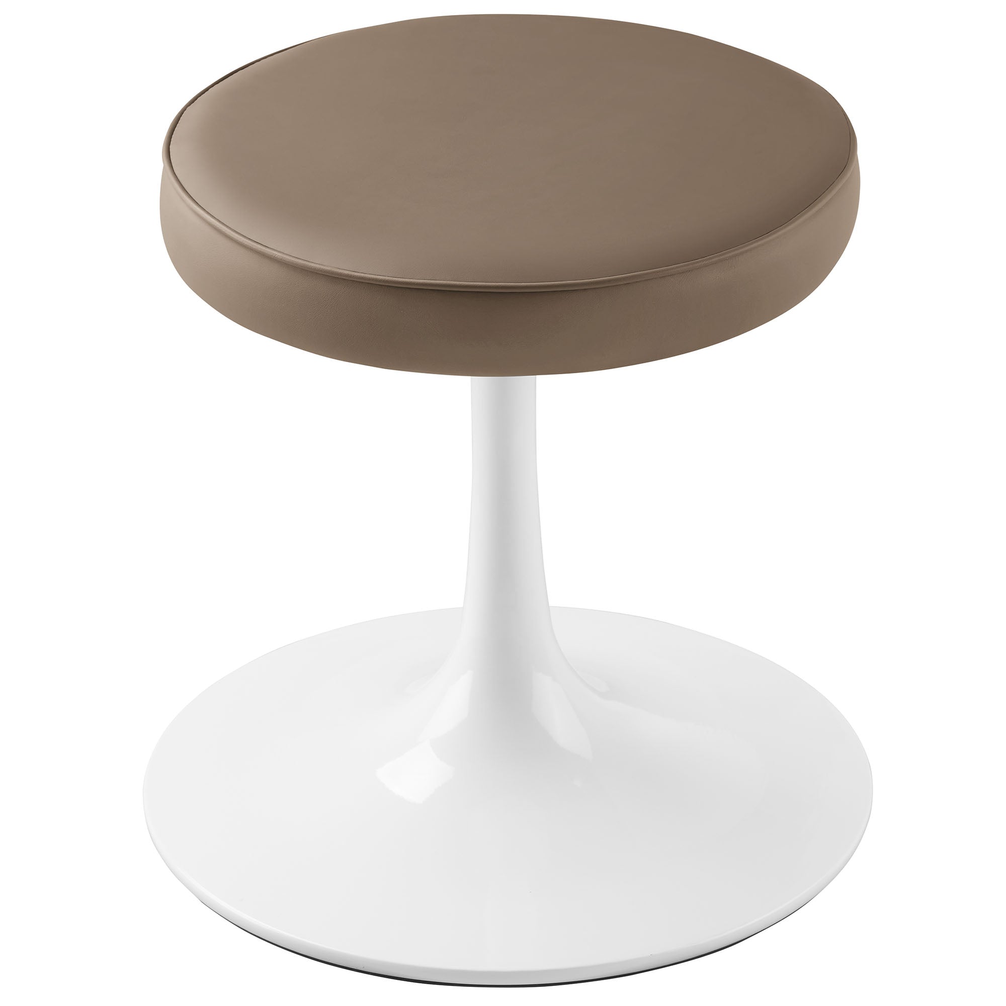 Lippa Vegan Leather Round Stool, Mushroom Brown