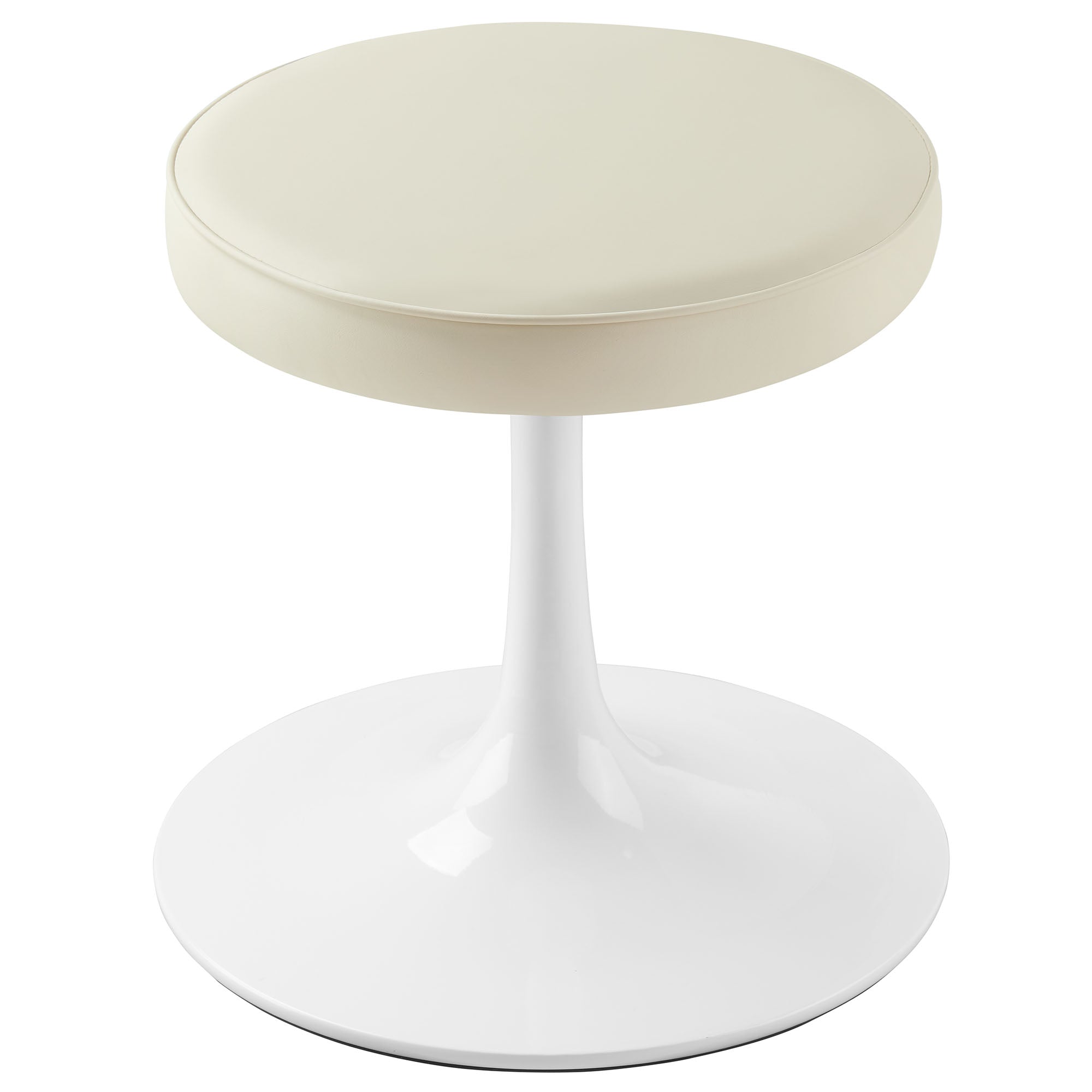 Lippa Vegan Leather Round Stool, Stone
