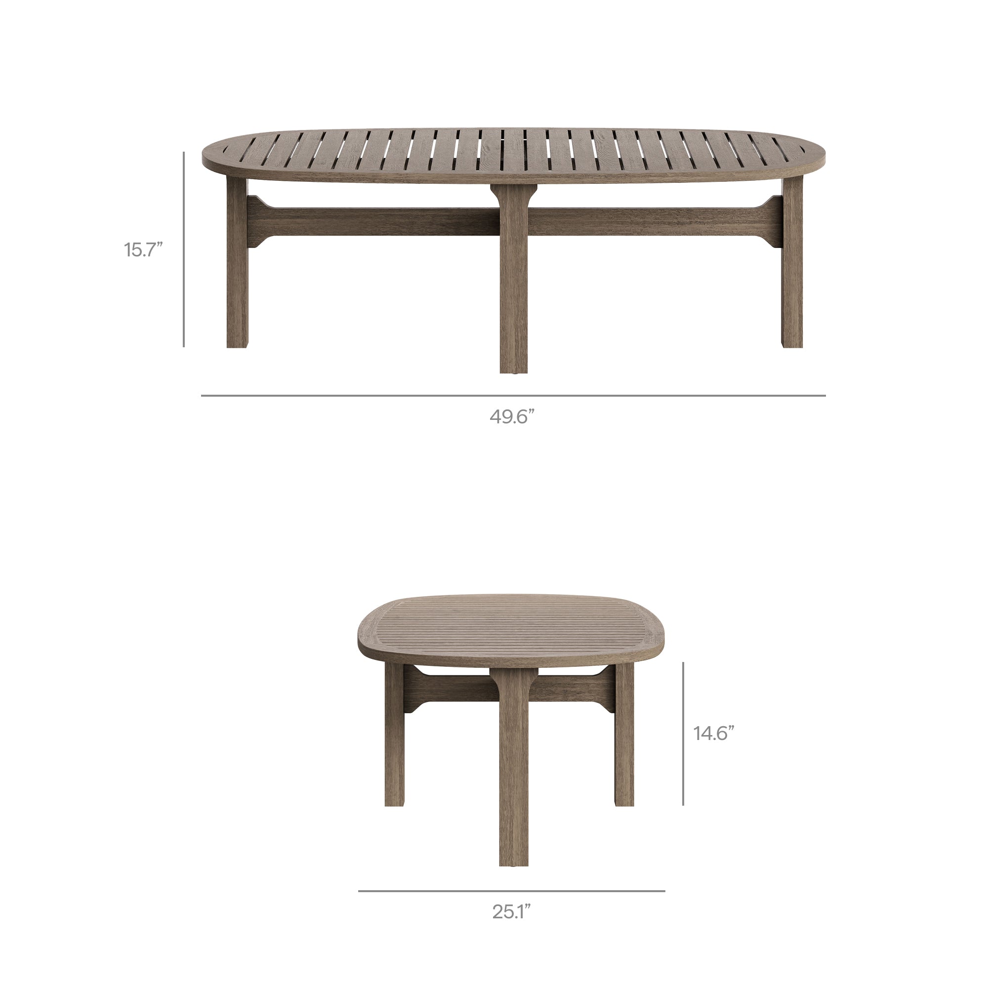 Saratoga 5-Piece Outdoor Patio Teak Wood Furniture Set, Weathered Gray White