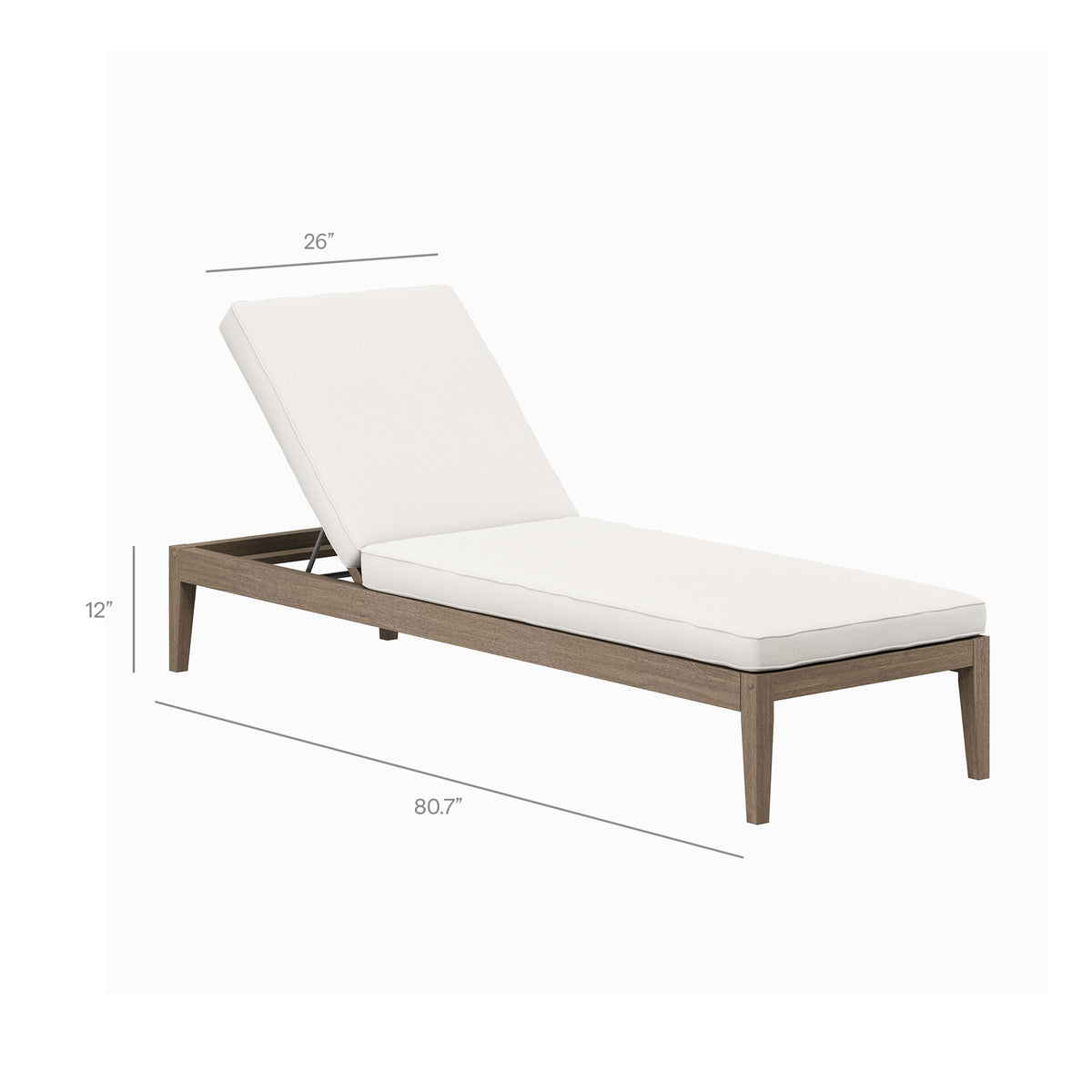 Saratoga Outdoor Patio Teak Wood 3-Piece Chaise Lounge Furniture Set, Weathered Gray