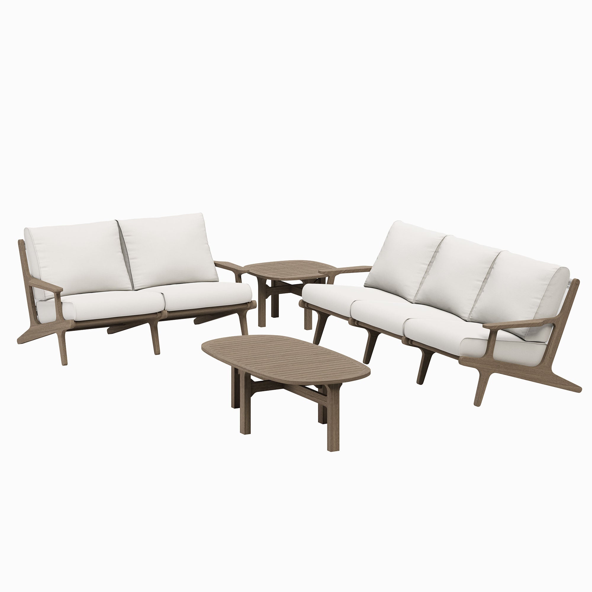 Saratoga 4-Piece Outdoor Patio Teak Wood Furniture Set, Weathered Gray