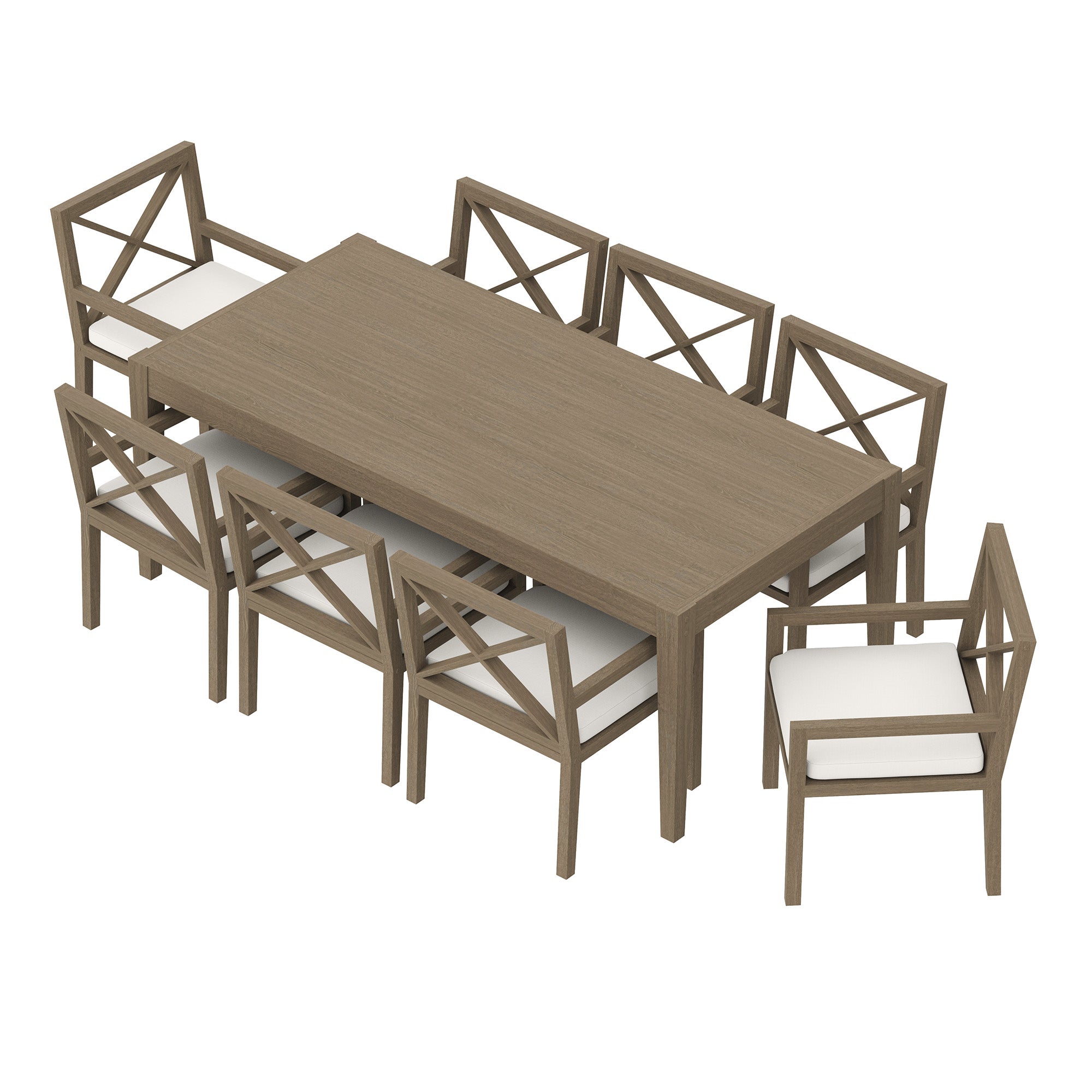 Northlake 9-Piece Outdoor Patio Teak Wood Dining Set, Weathered Gray