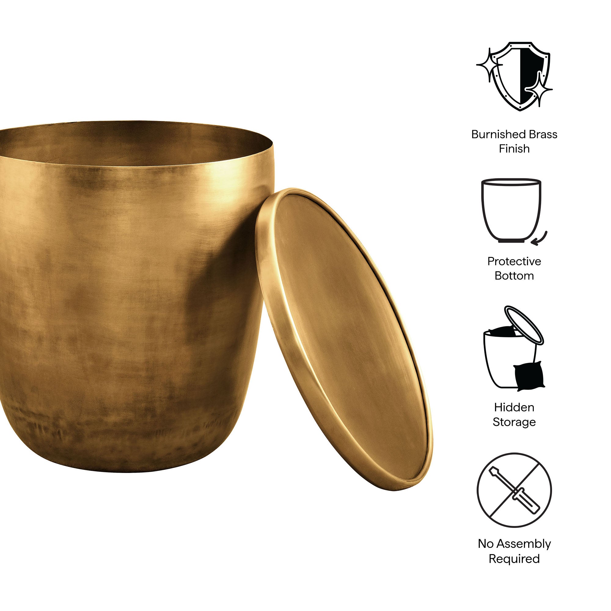 Viora Metal Storage Side Table, Burnished Brass
